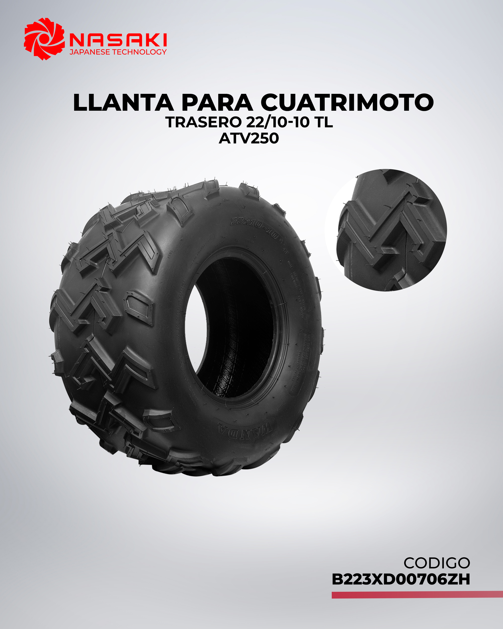LLANTA PARA CUATRIMOTO TRASERO 22/10-10 TL