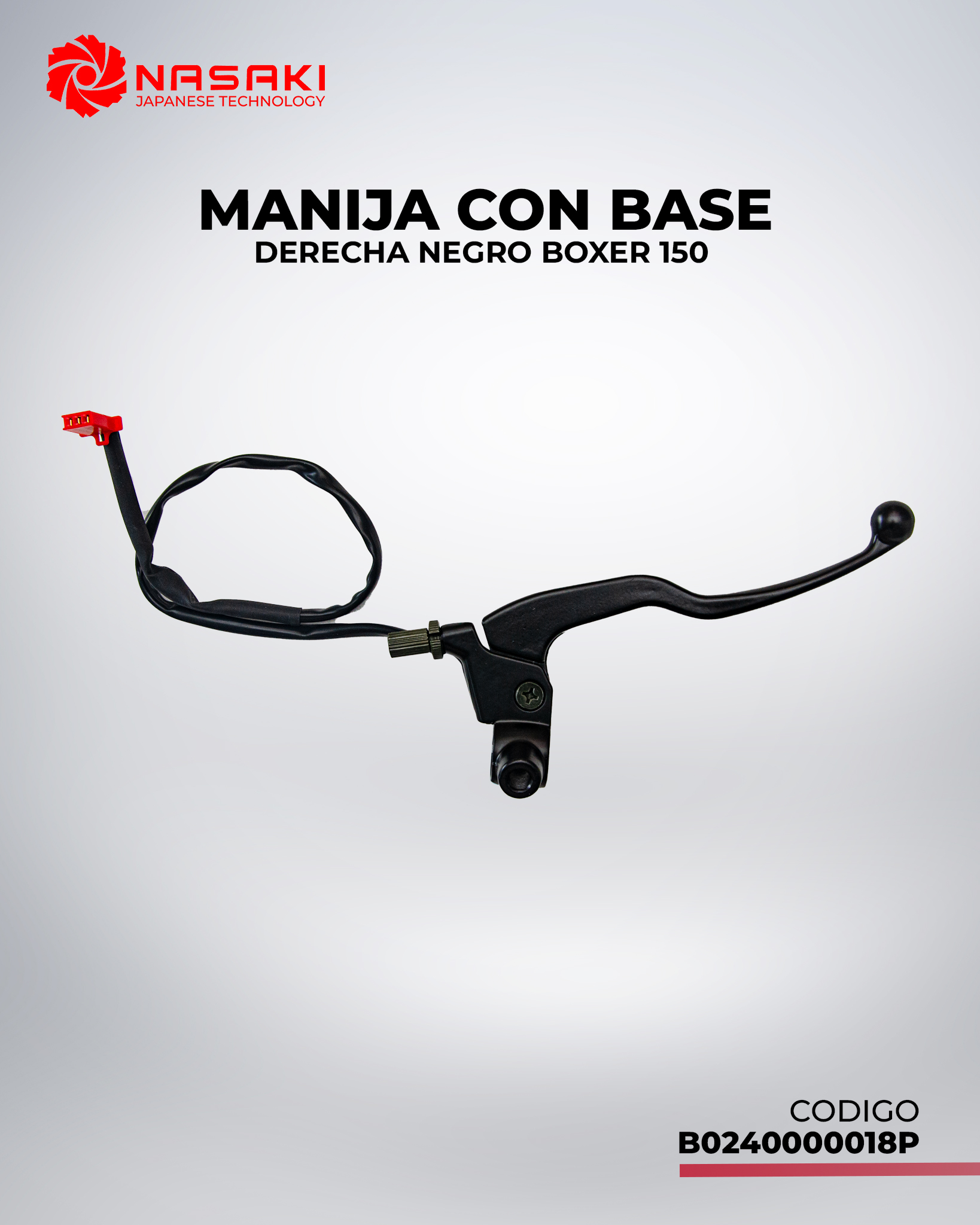 MANIJA CON BASE DERECHO NEGRO BOXER 150