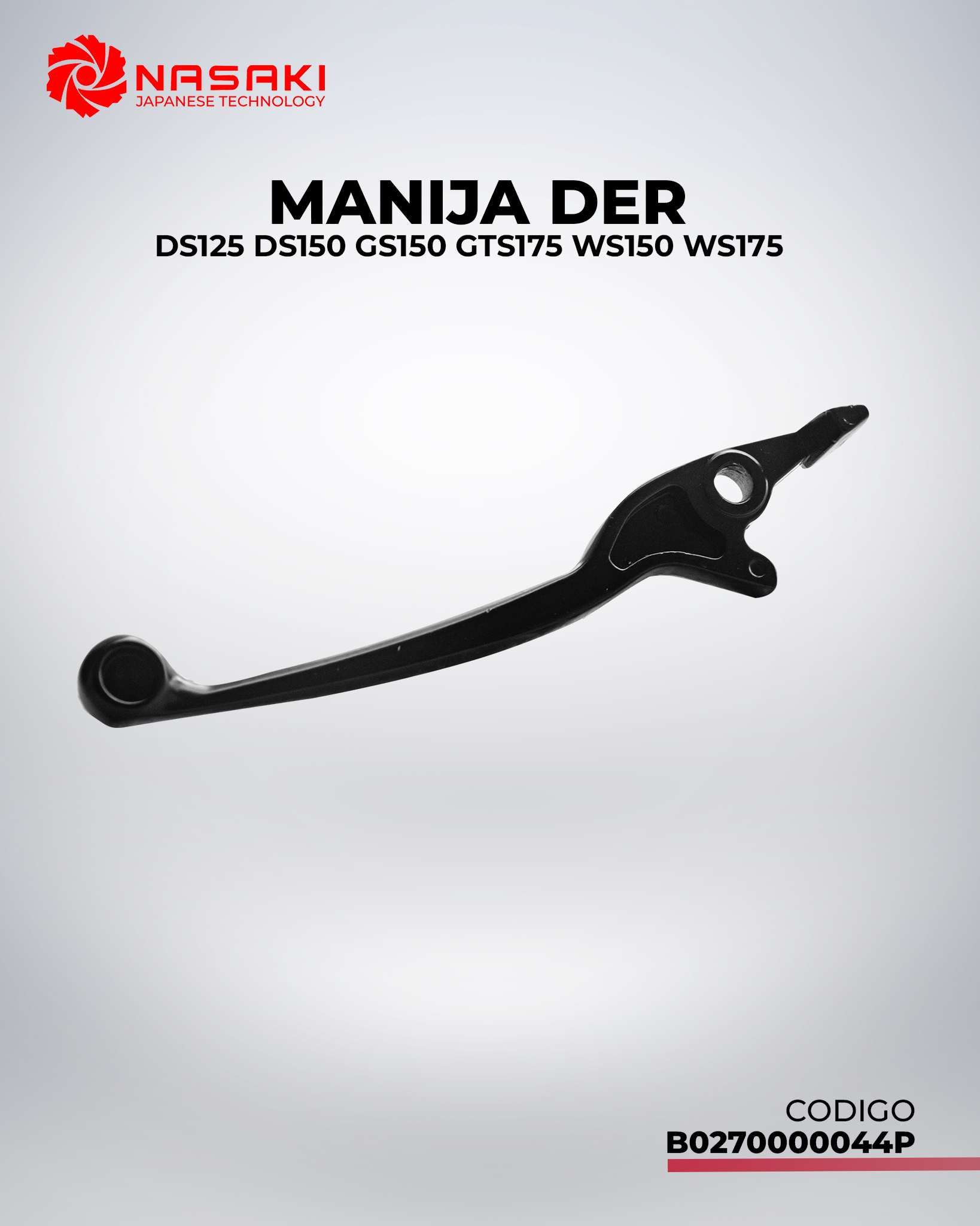 MANIJA DE FRENO DELANTERO DERECHO DS125 DS150 GS150 GTS175 WS150 WS175