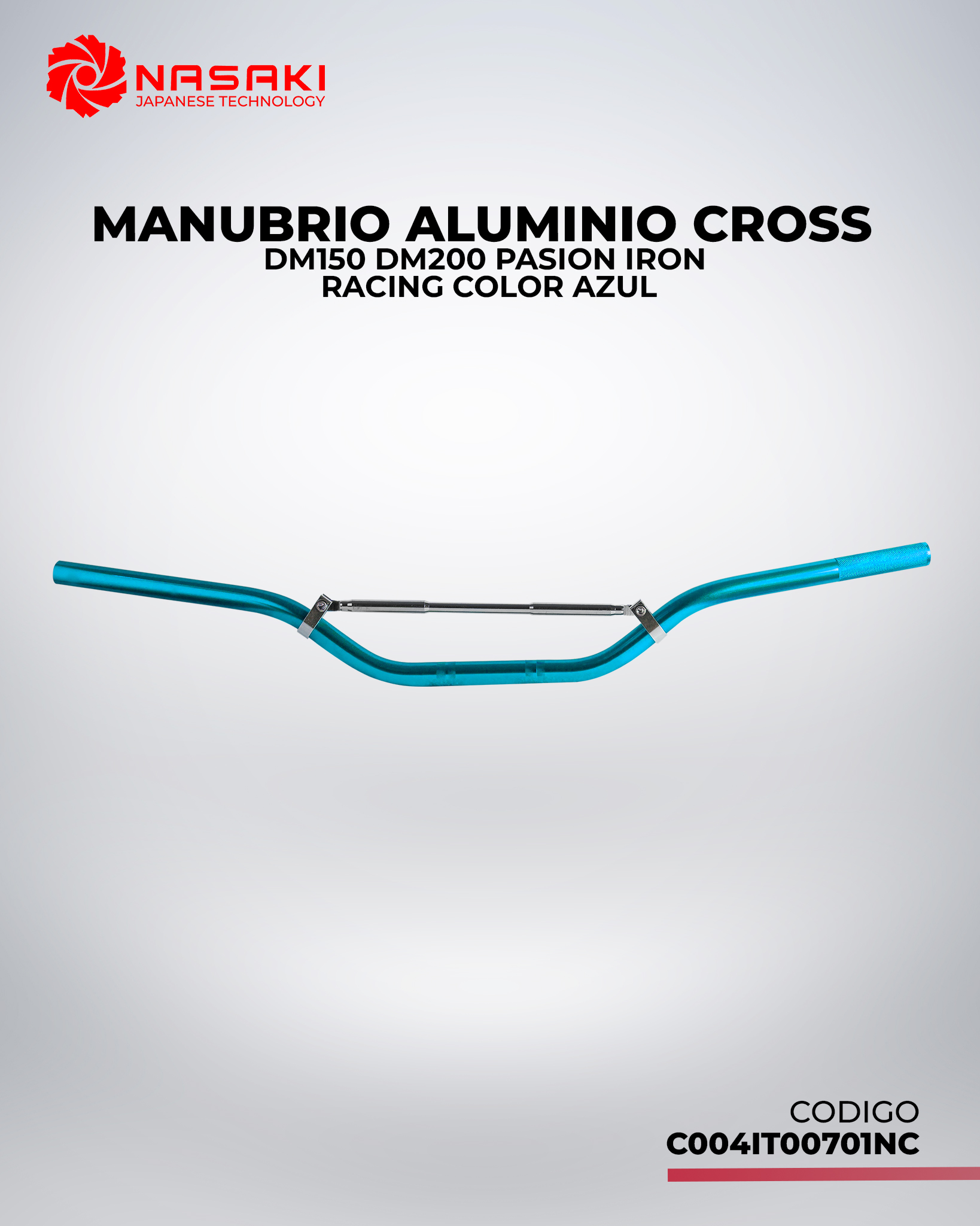 MANUBRIO ALUMINIO CROSS DM150 DM200 PASION IRON RANCING COLOR AZUL