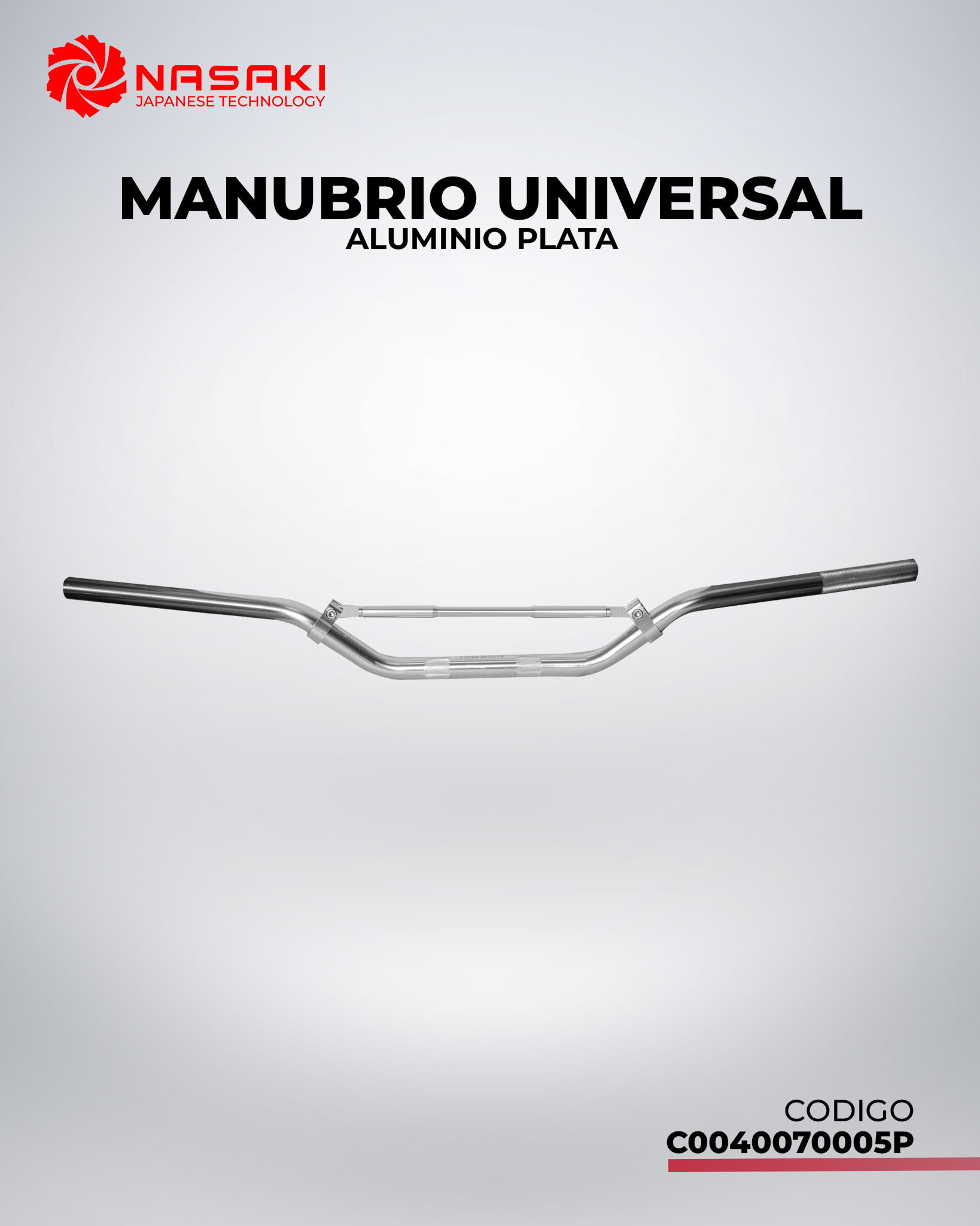 MANUBRIO UNIVERSAL aluminio PLATA