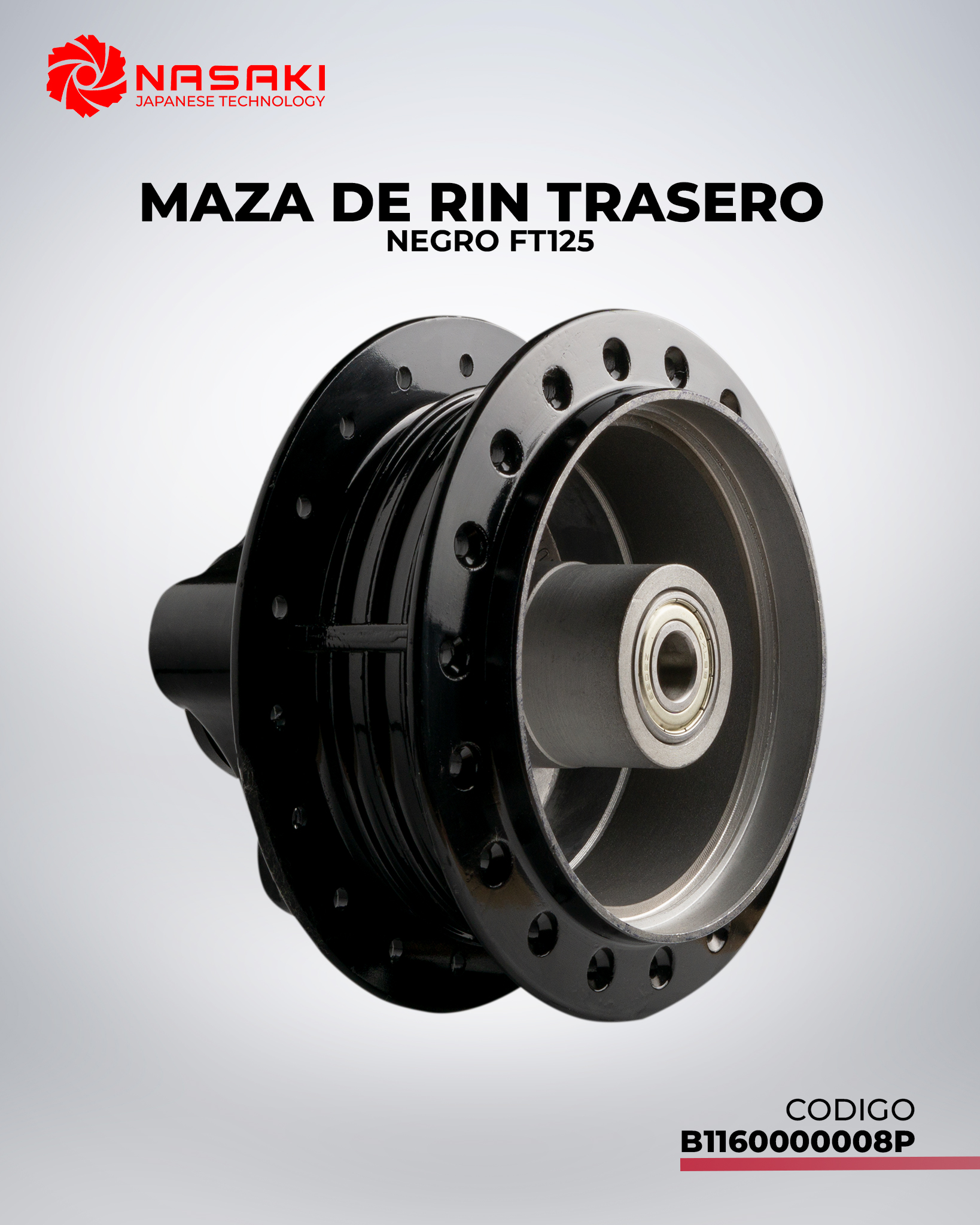 MAZA DE RIN TRASERA NEGRO FT125