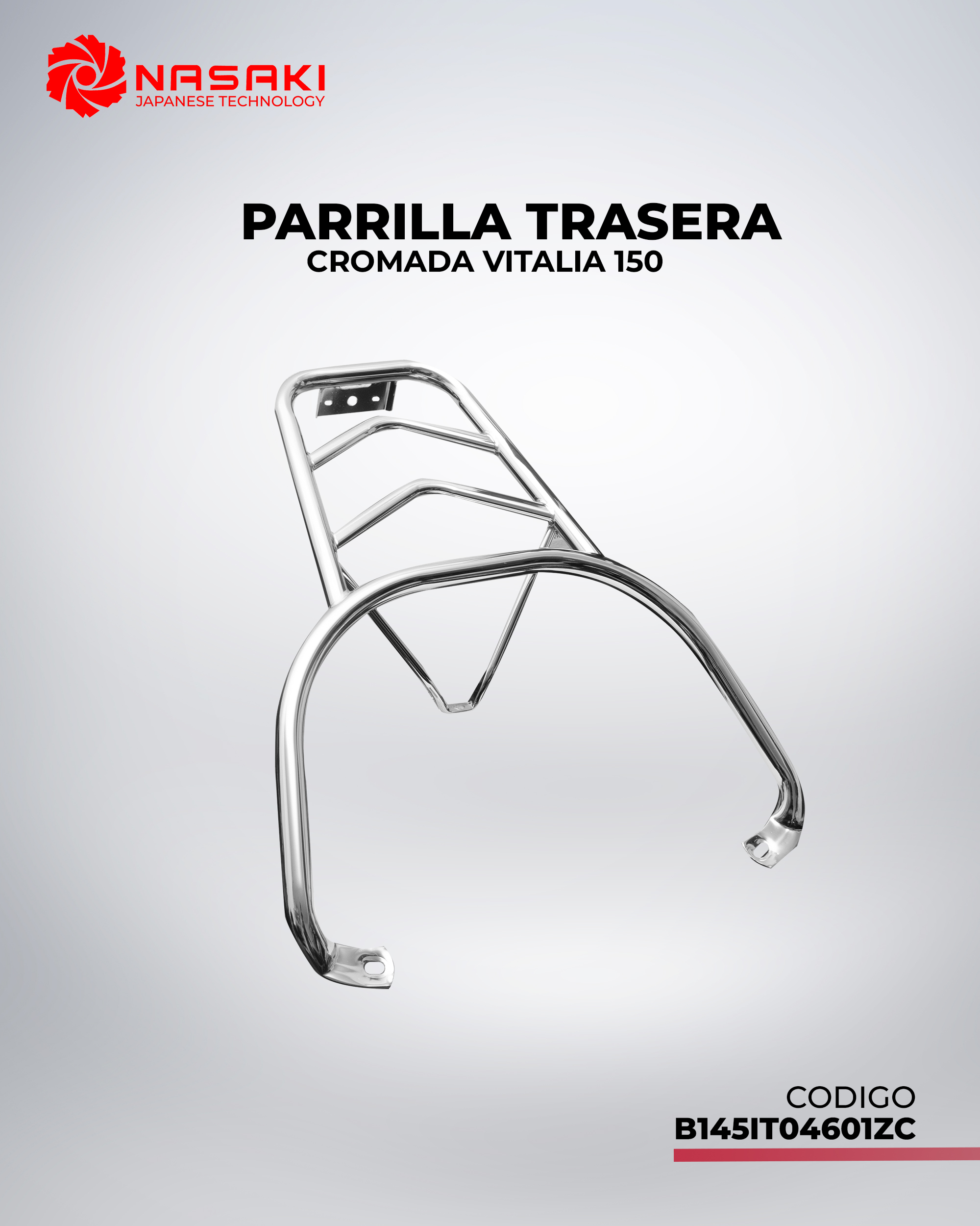PARRILLA TRASERA CROMADA VITALIA 150
