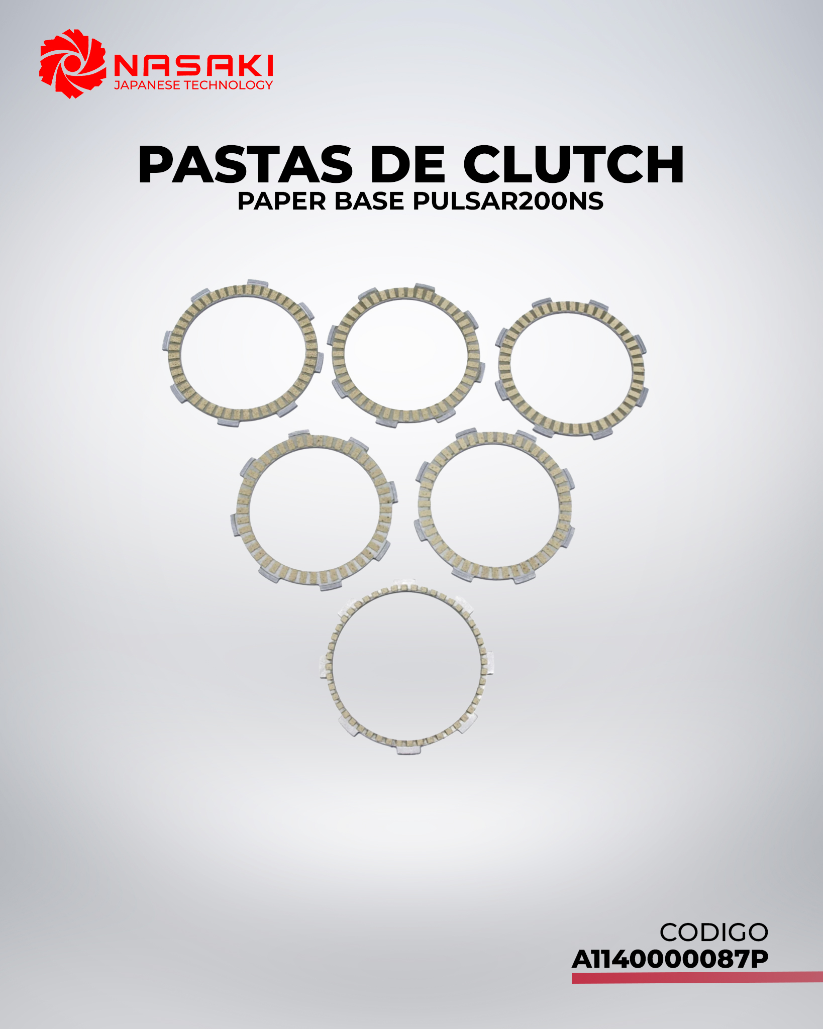 PASTAS DE CLUTCH PAPER BASE PULSAR200NS