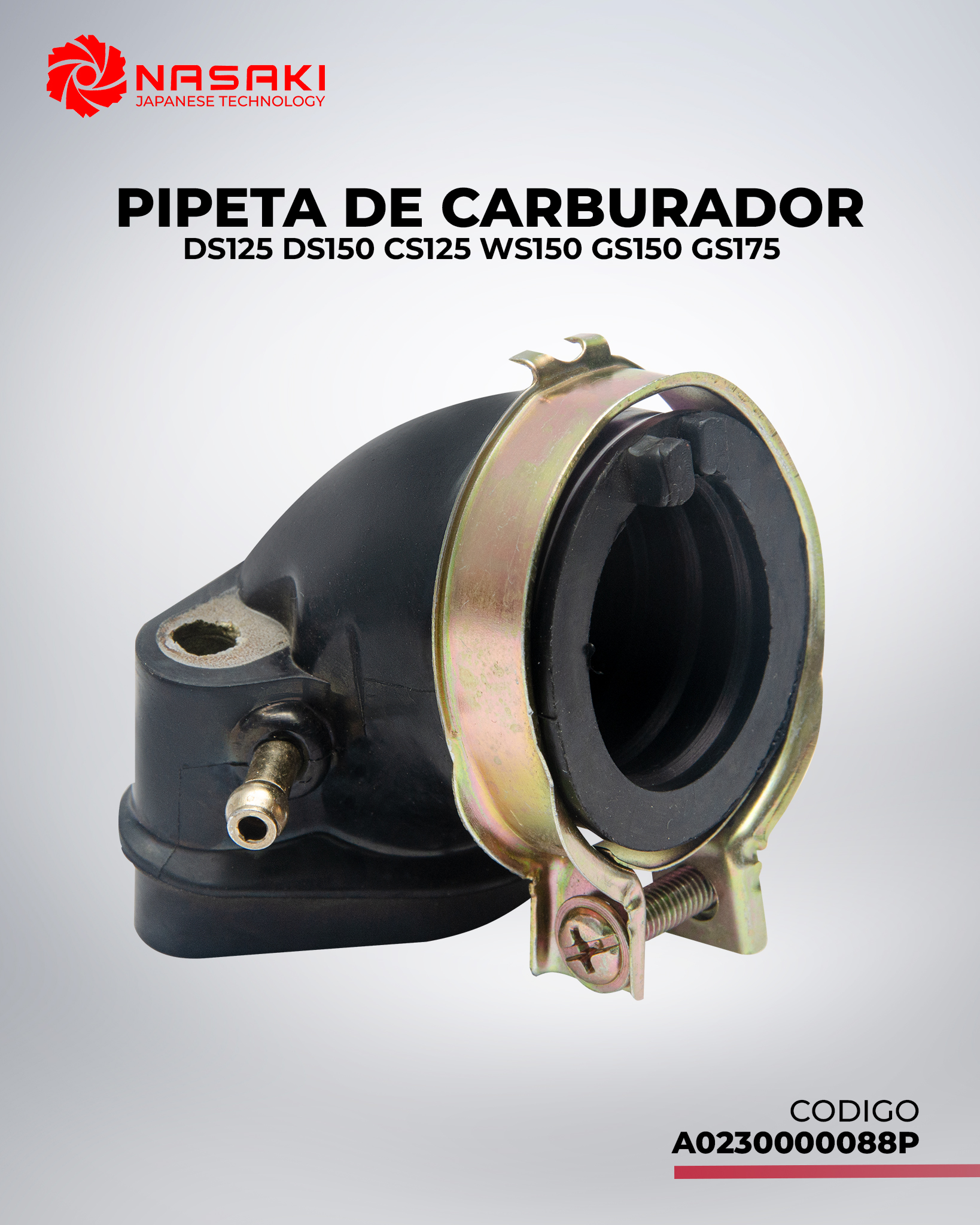 PIPETA DE CARBURADOR DS125 DS150 CS125 WS150 GS150 GS175