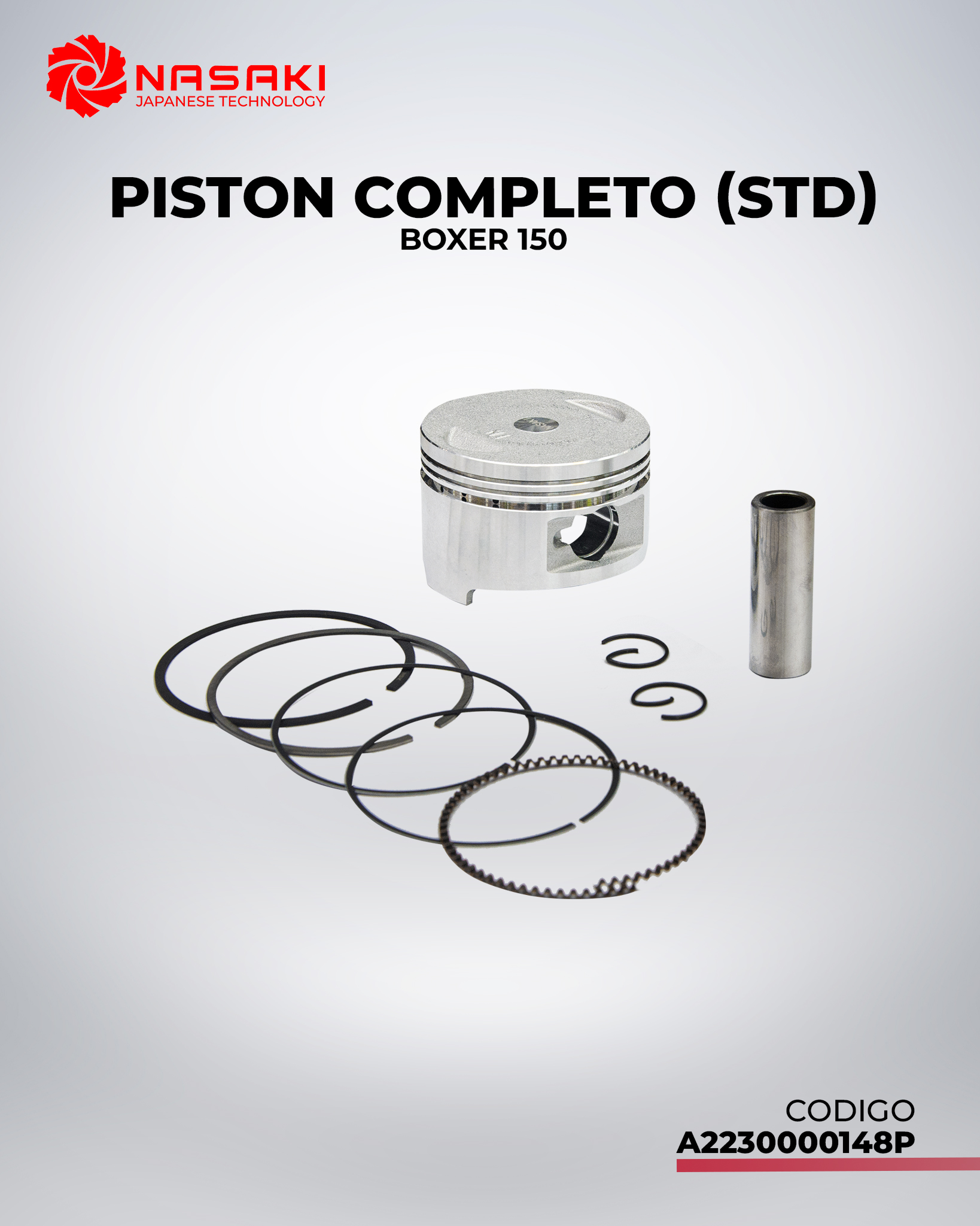 PISTON COMPLETO (STD) BOXER 150