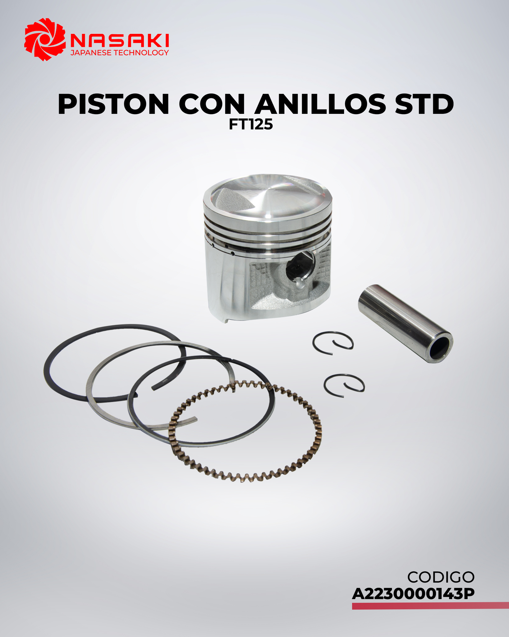 PISTON CON ANILLOS STD FT125