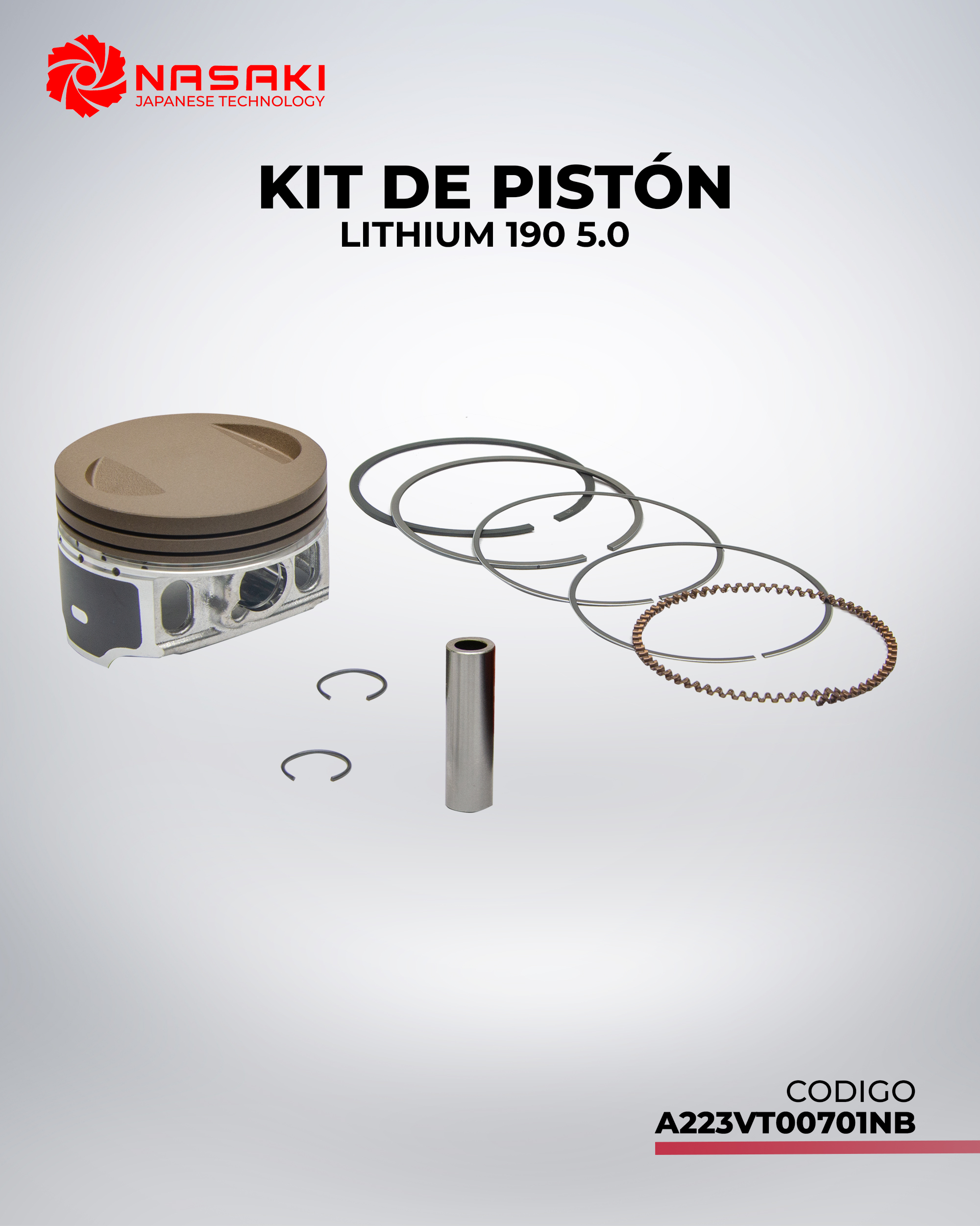 PISTON Y ANILLOS LITHIUM 190 5.0