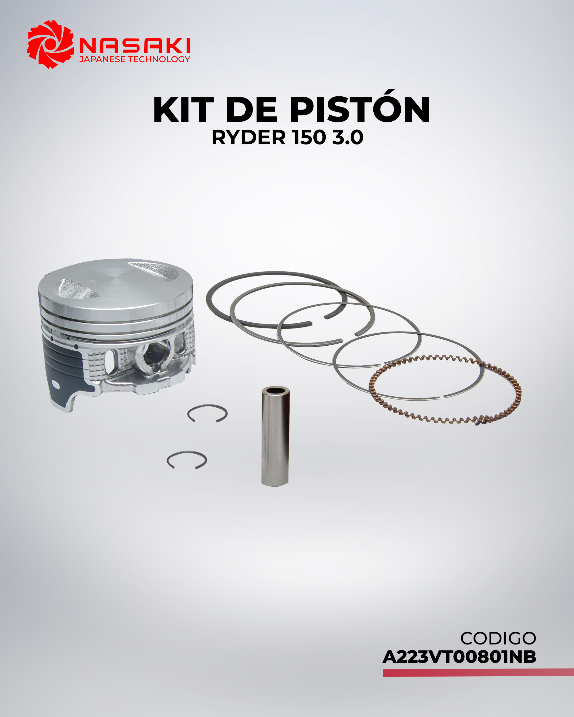 PISTON Y ANILLOS RYDER 150 3.0