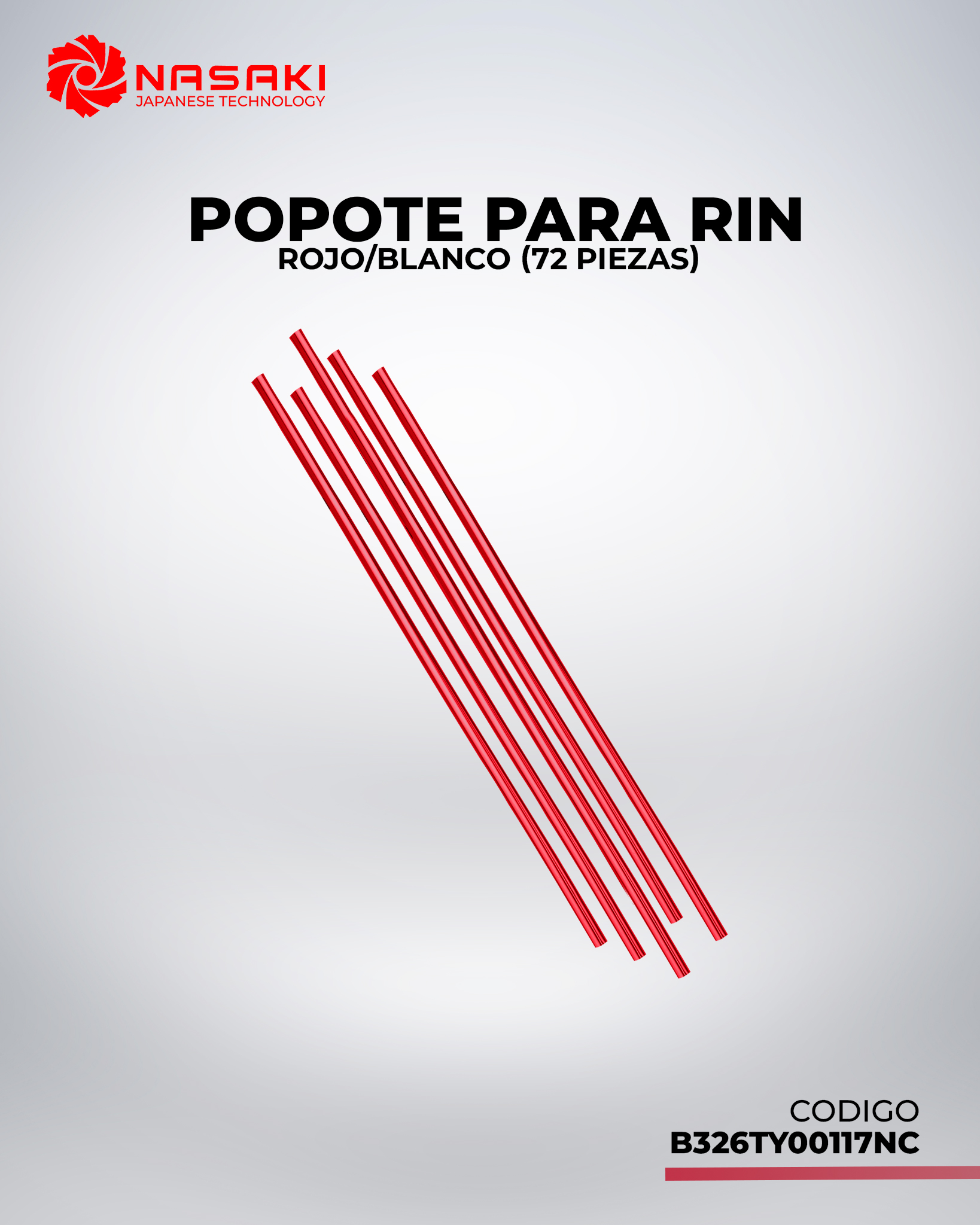 POPOTE PARA RIN ROJO/BLANCO (72 PIEZAS)