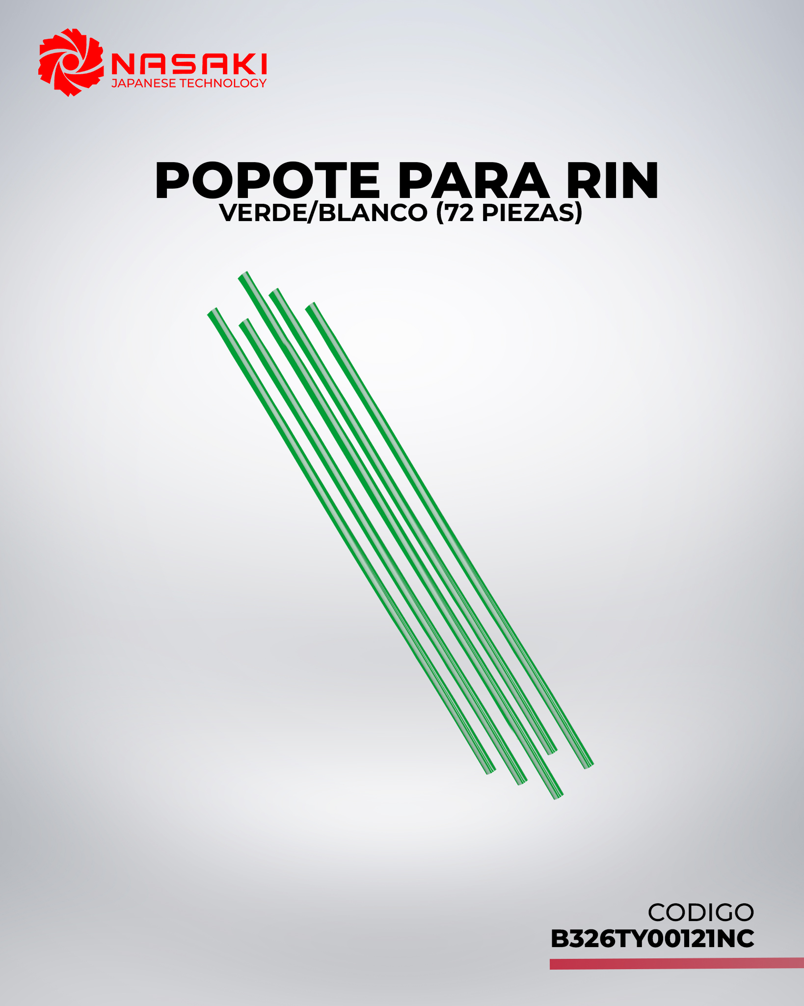 POPOTE PARA RIN VERDE/BLANCO (72 PIEZAS)
