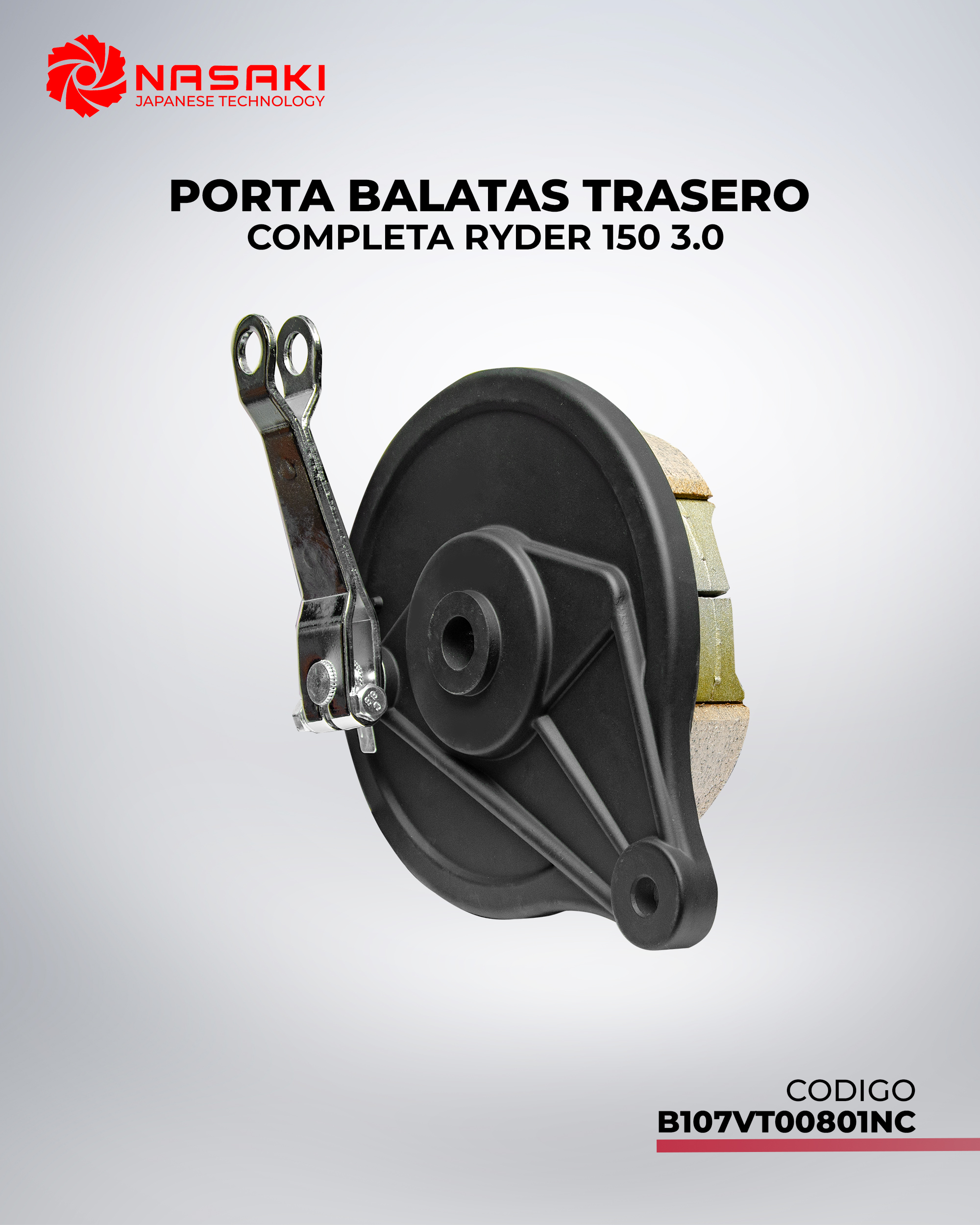 PORTA BALATAS TRASERO COMPLETA RYDER 150 3.0