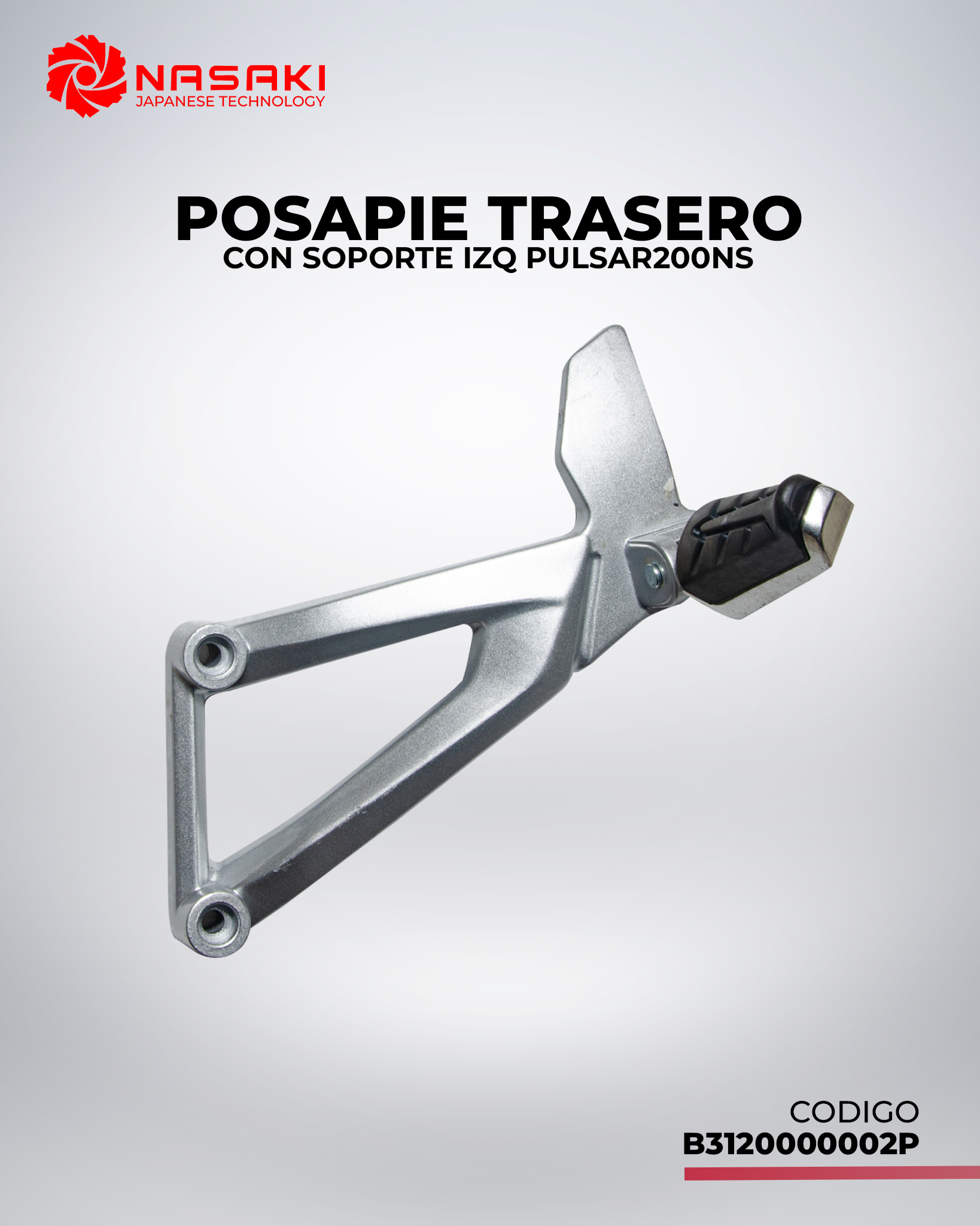 POSAPIE TRASERO CON SOPORTE IZQ PULSAR200NS