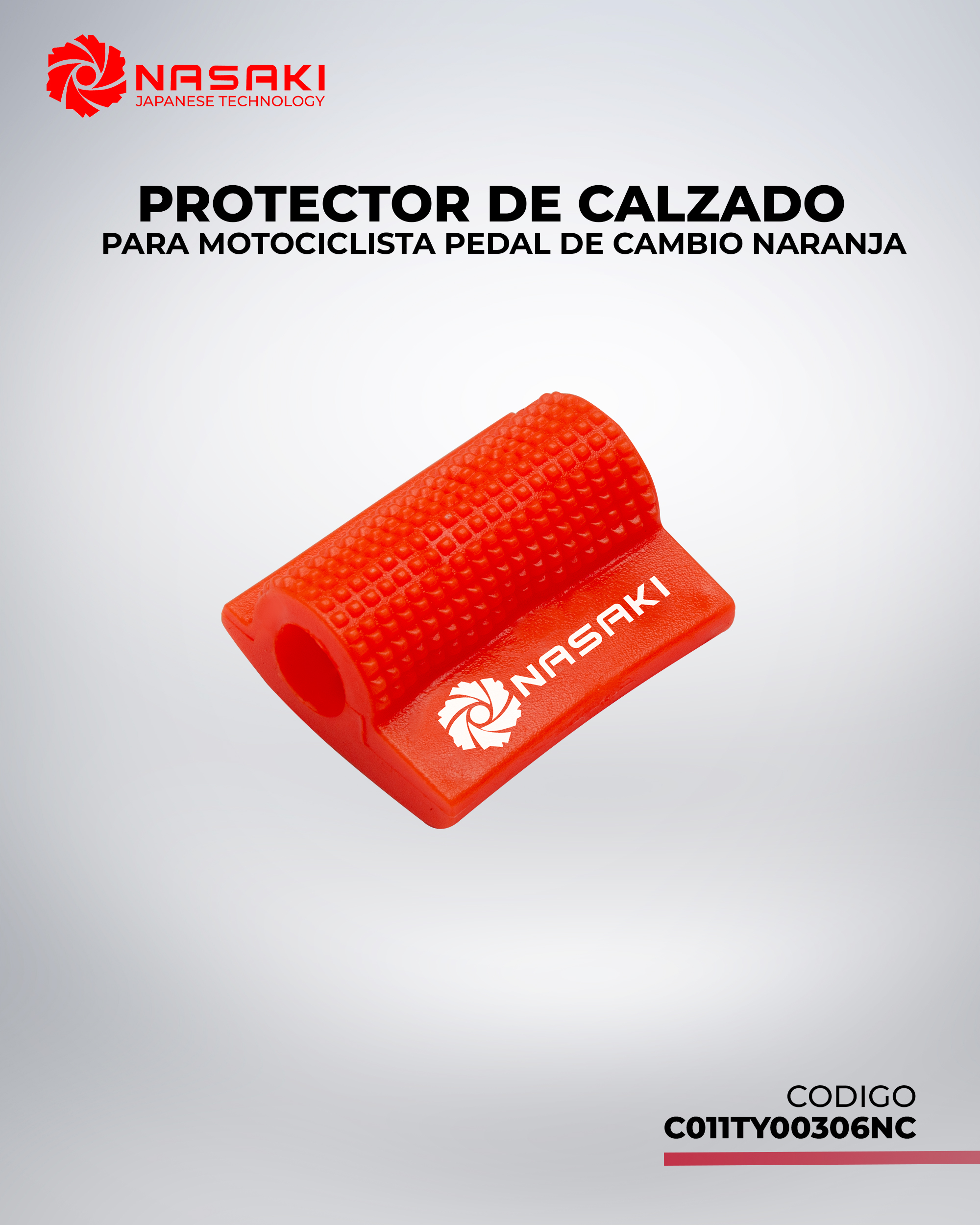 PROTECTOR DE CALZADO PARA MOTOCICLISTA PEDAL DE CAMBIO NARANJA UNIVERSAL