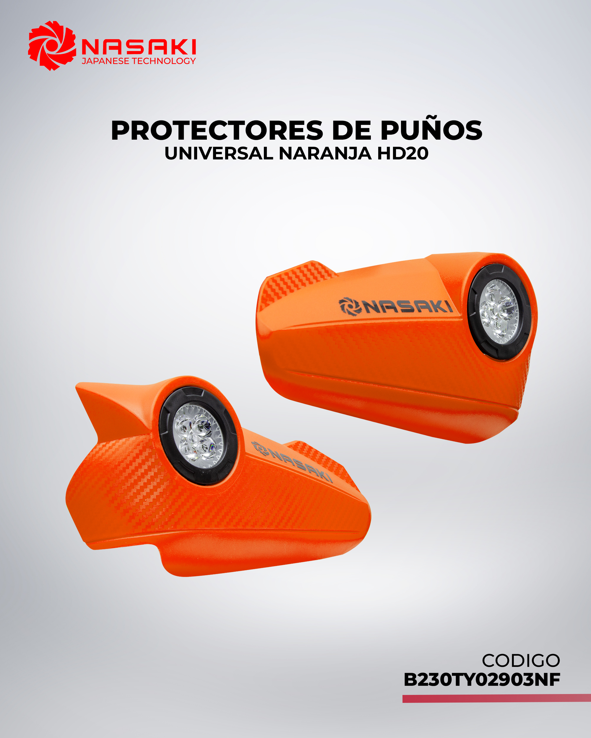 PROTECTORES DE PUÑOS UNIVERSAL NARANJA HD20
