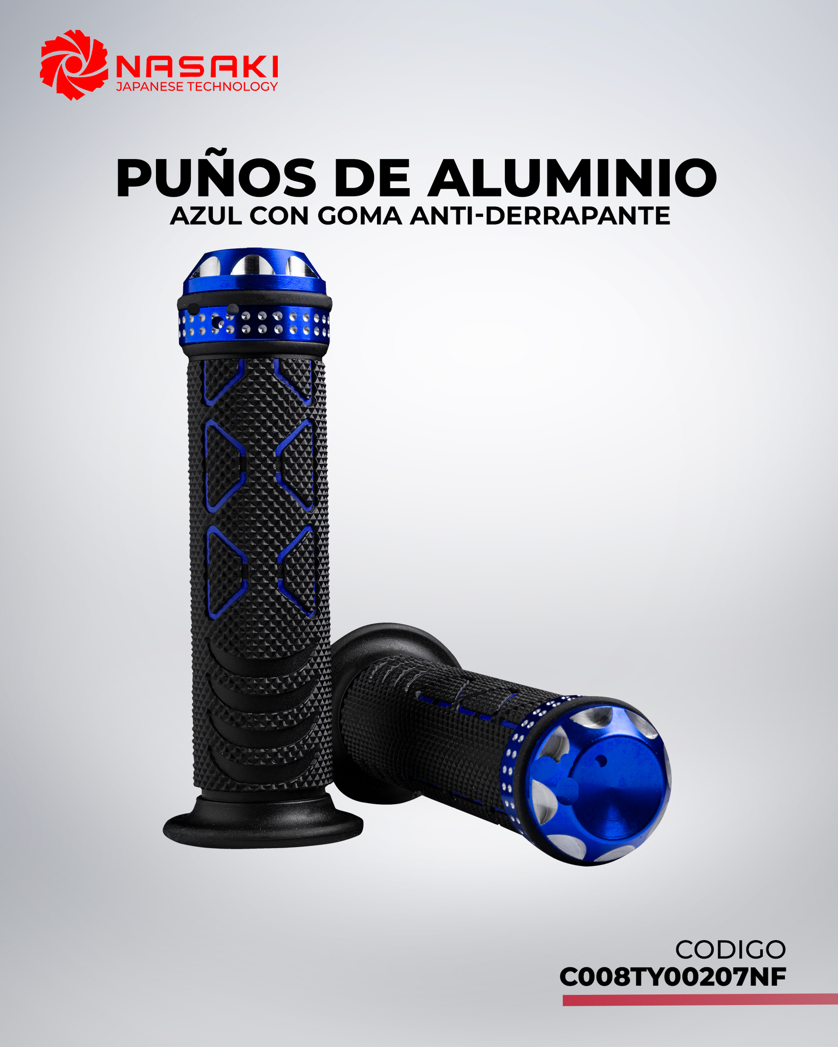 PUÑOS ALUMINIO AZUL CON GOMA ANTIDE RRAPANTE CON PUNTA ALUMINIO SIN TUBO