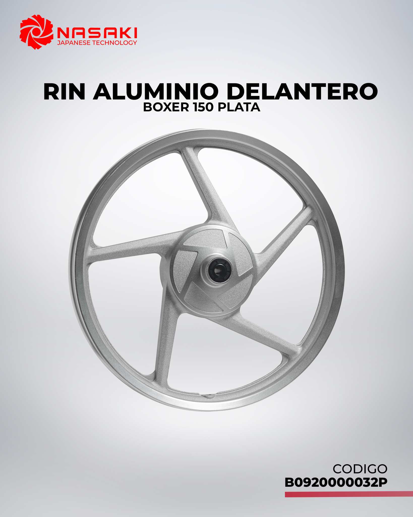 RIN ALUMINIO DELANTERO NEGRO BOXER 150