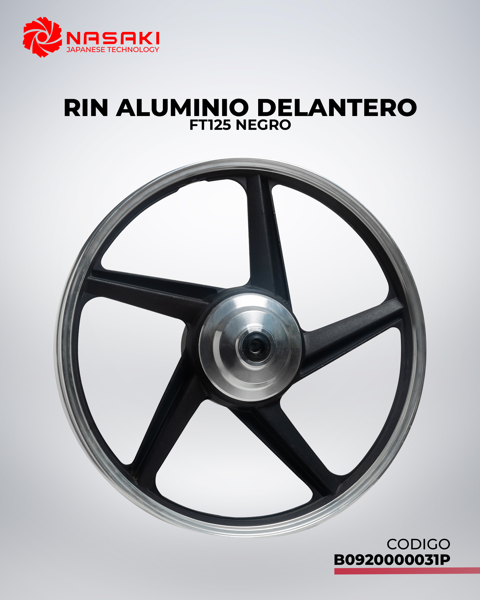 RIN ALUMINIO DELANTERO NEGRO FT125