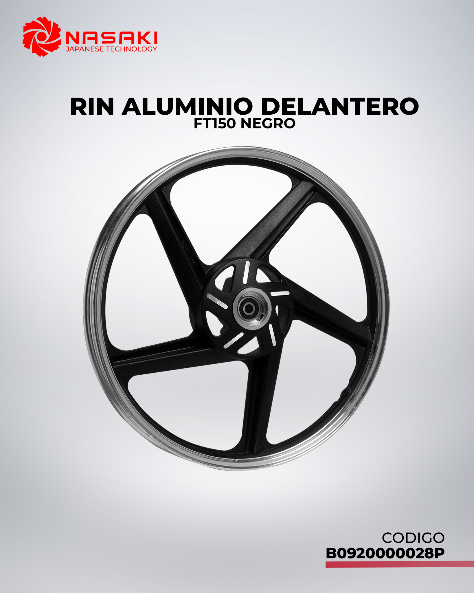 RIN ALUMINIO DELANTERO NEGRO FT150