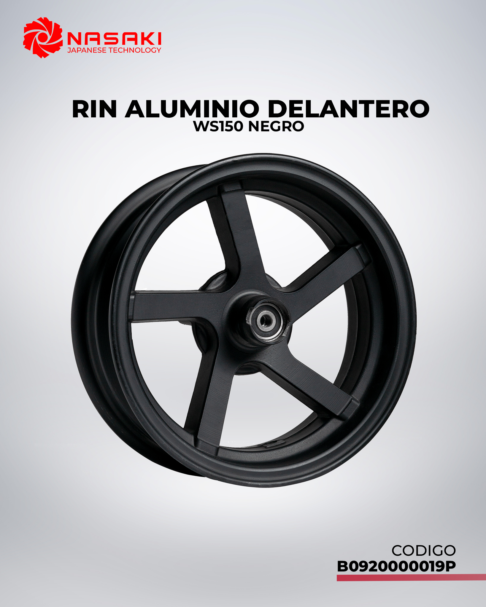 RIN ALUMINIO DELANTERO NEGRO WS150