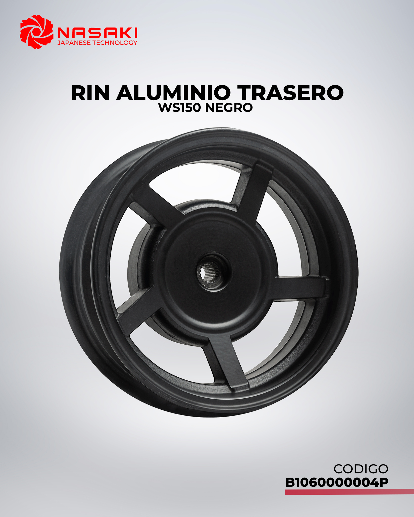 RIN ALUMINIO TRASERO NEGRO WS150