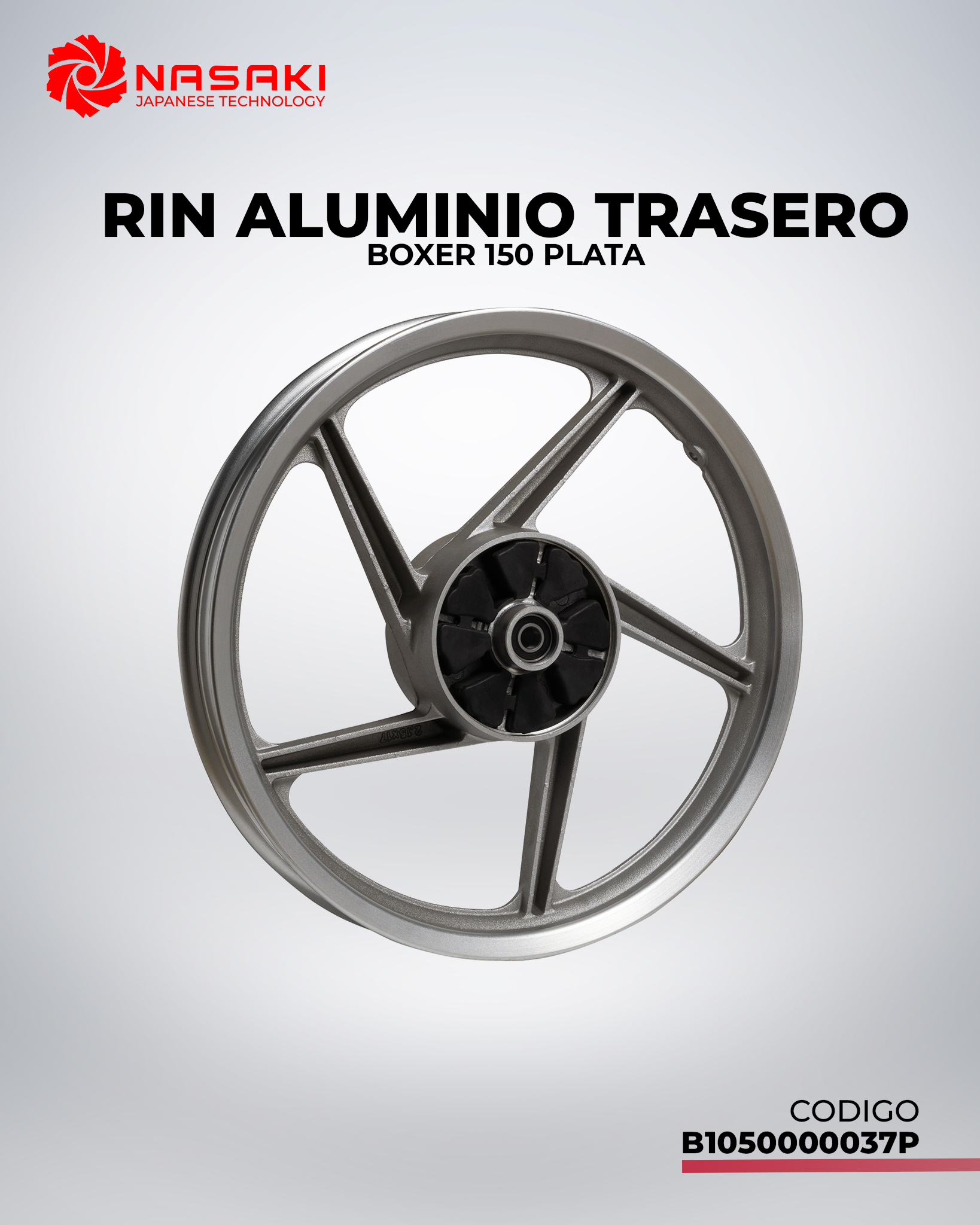 RIN ALUMINIO TRASERO PLATA BOXER 150