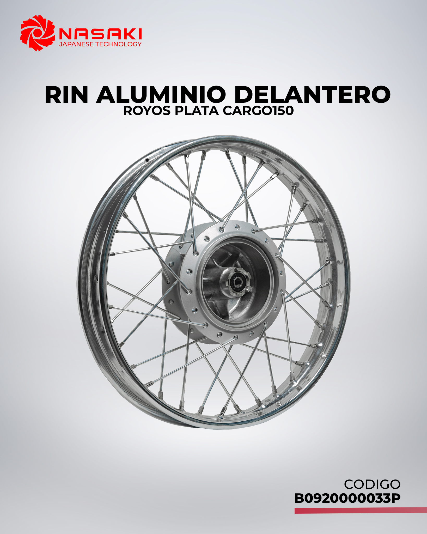 RIN DELANTERO ROYOS PLATA CARGO150