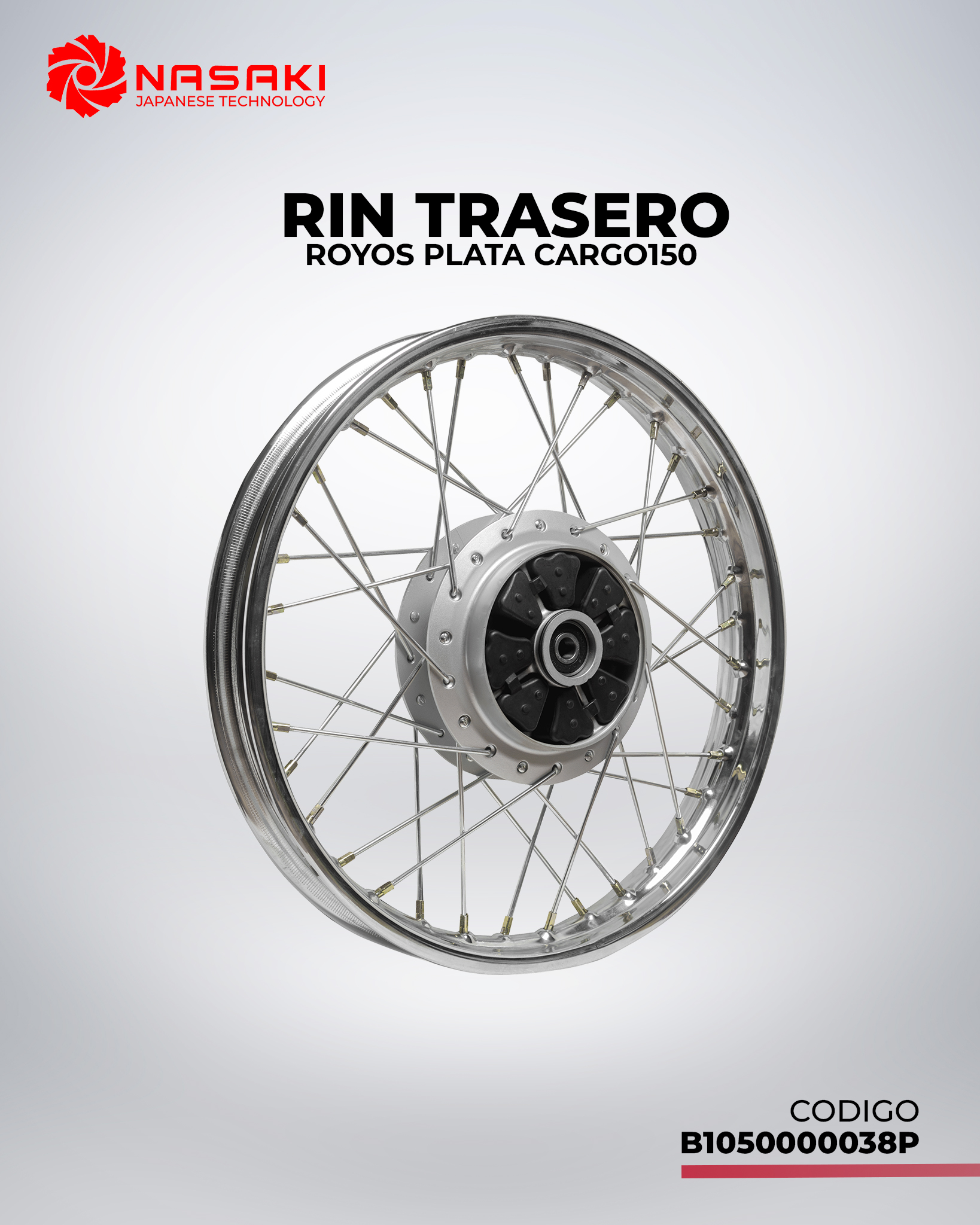 RIN TRASERO ROYOS PLATA CARGO150