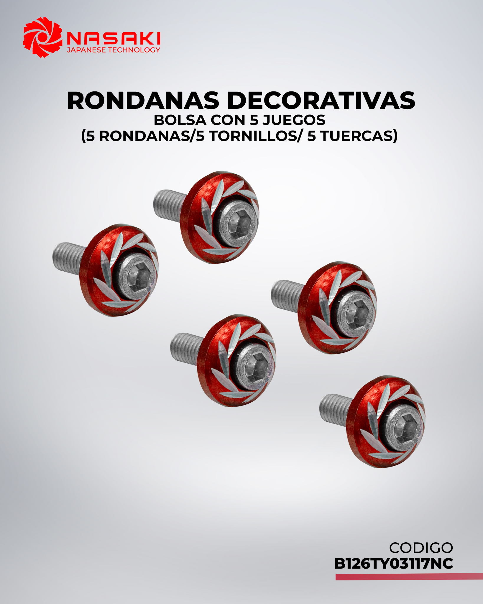 RONDANAS DECORATIVAS UNIVERSAL ROJO