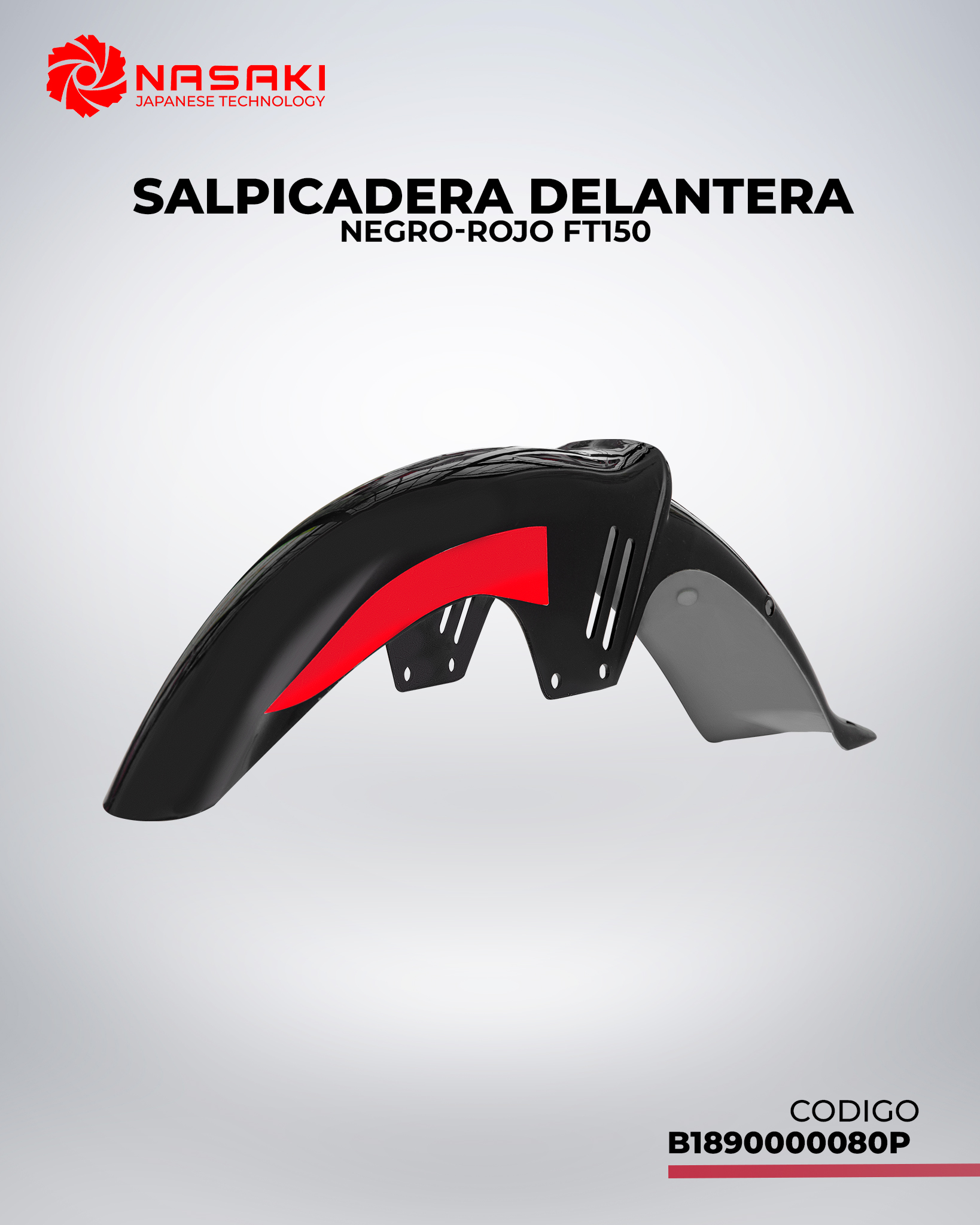 SALPICADERA DELANTERA NEGRO-ROJO  FT150