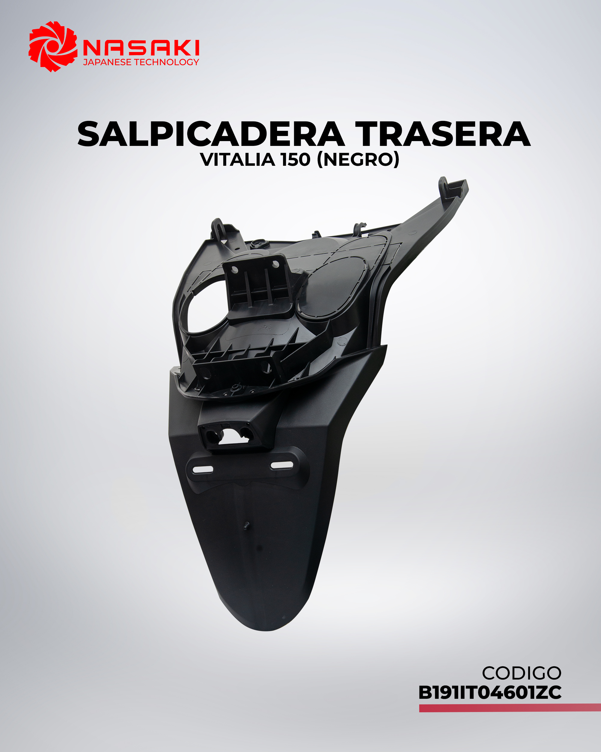 SALPICADERA TRASERA NEGRO VITALIA 150