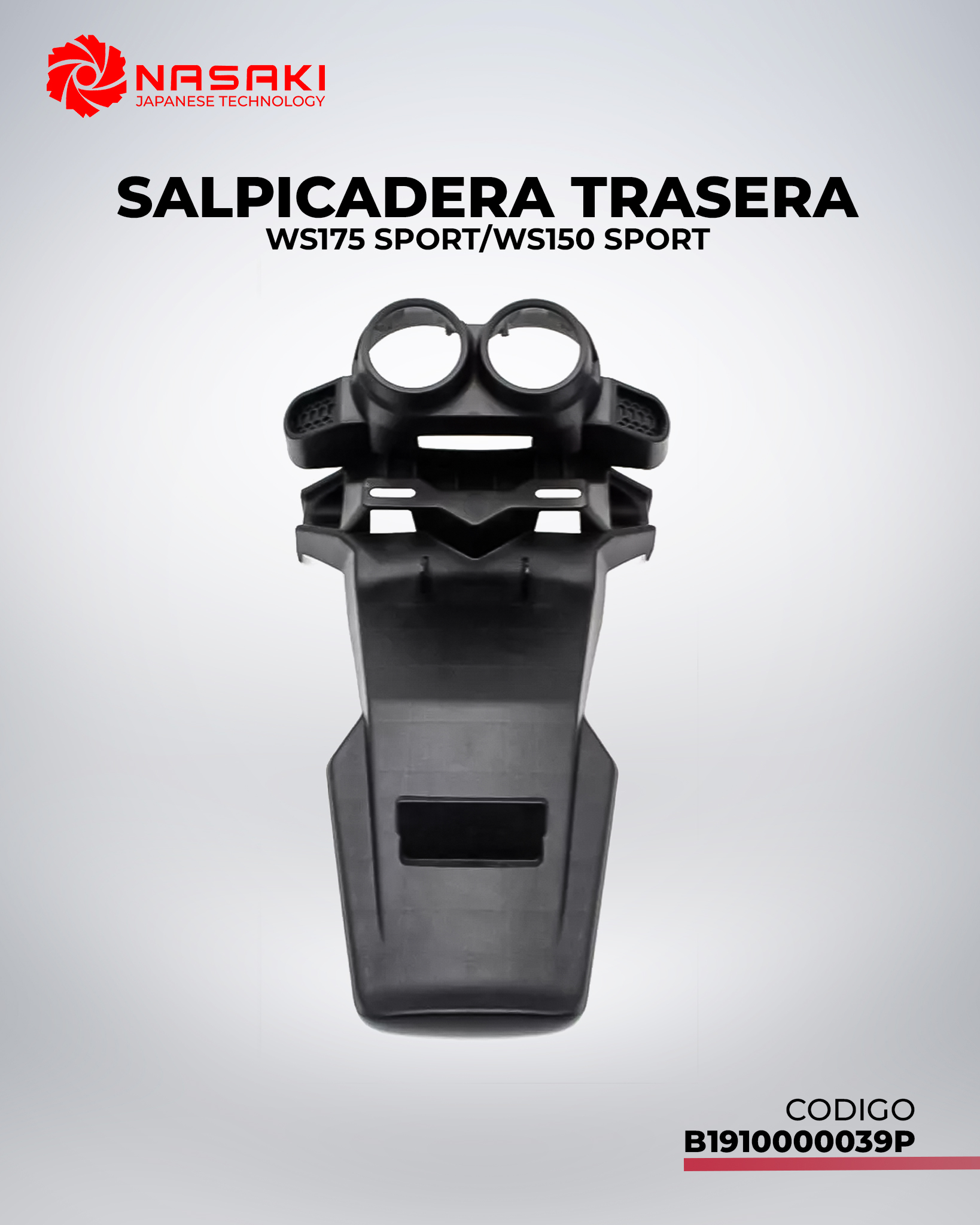 SALPICADERA TRASERA WS175 SPORT/WS150 SPORT 