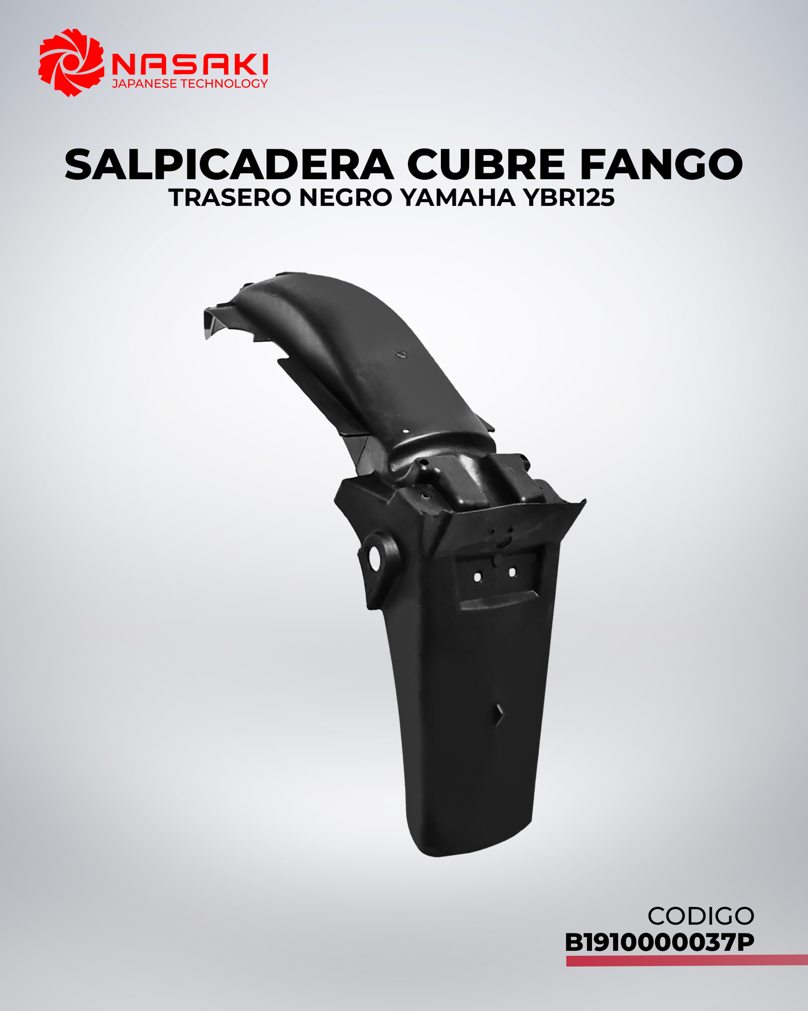 SALPICADERACUBRE FANGO TRASERO NEGRO YAMAHA YBR125