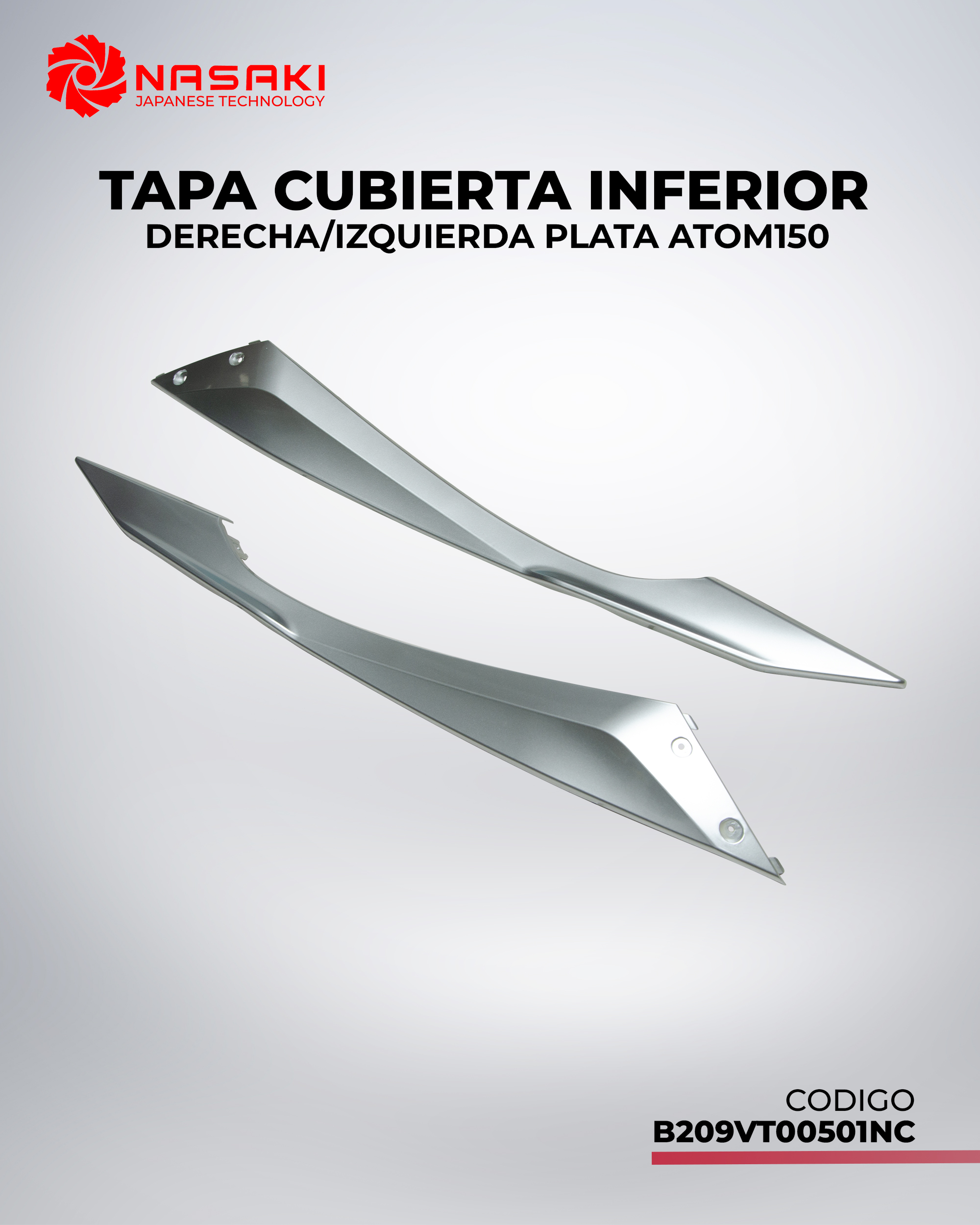 TAPA CUBIERTA INFERIOR DER/IZQ PLATA ATOM150