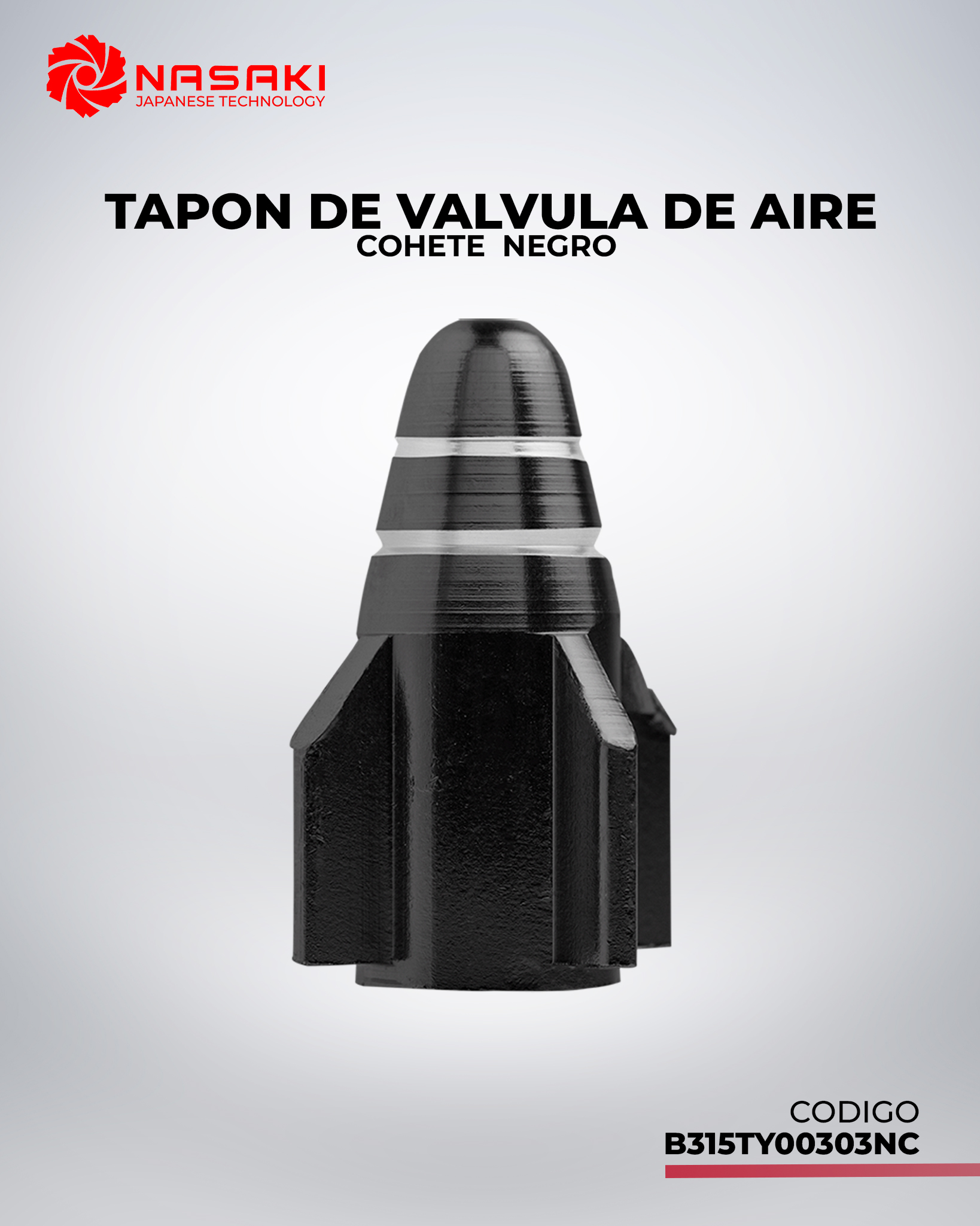 TAPON DE VALVULA DE AIRE ALUMINIO COHETE MORADO (LLEGO NEGRO)