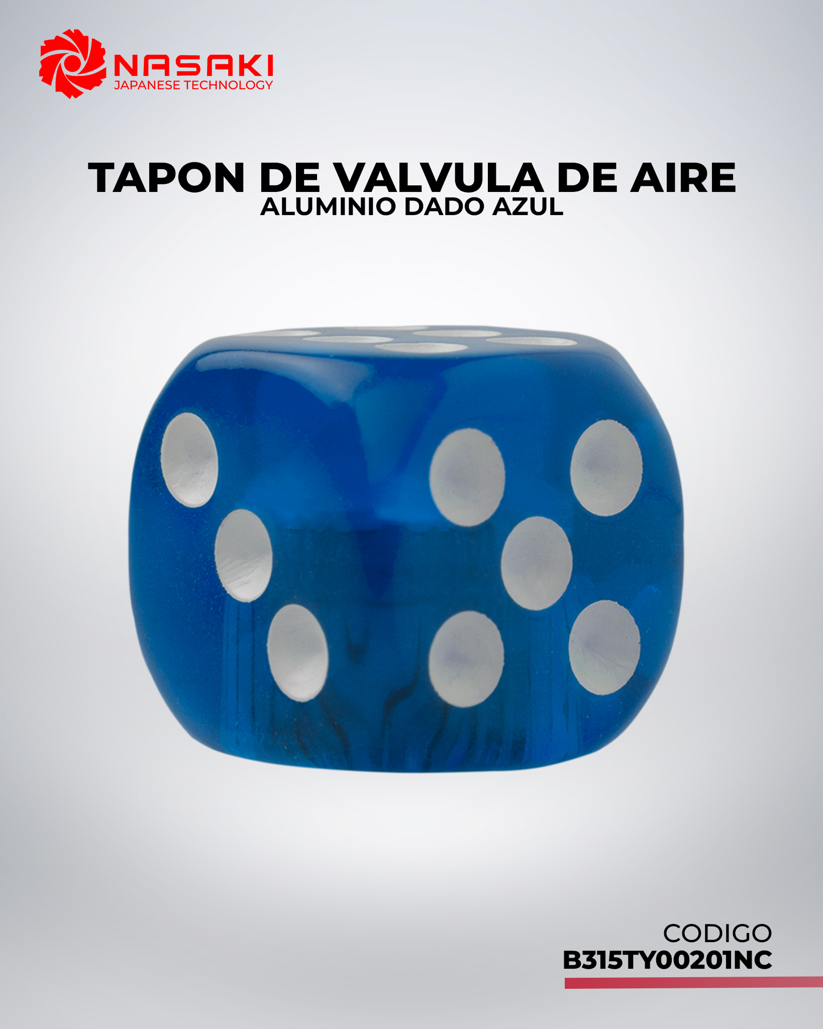 TAPON DE VALVULA DE AIRE ALUMINIO DADO AZUL