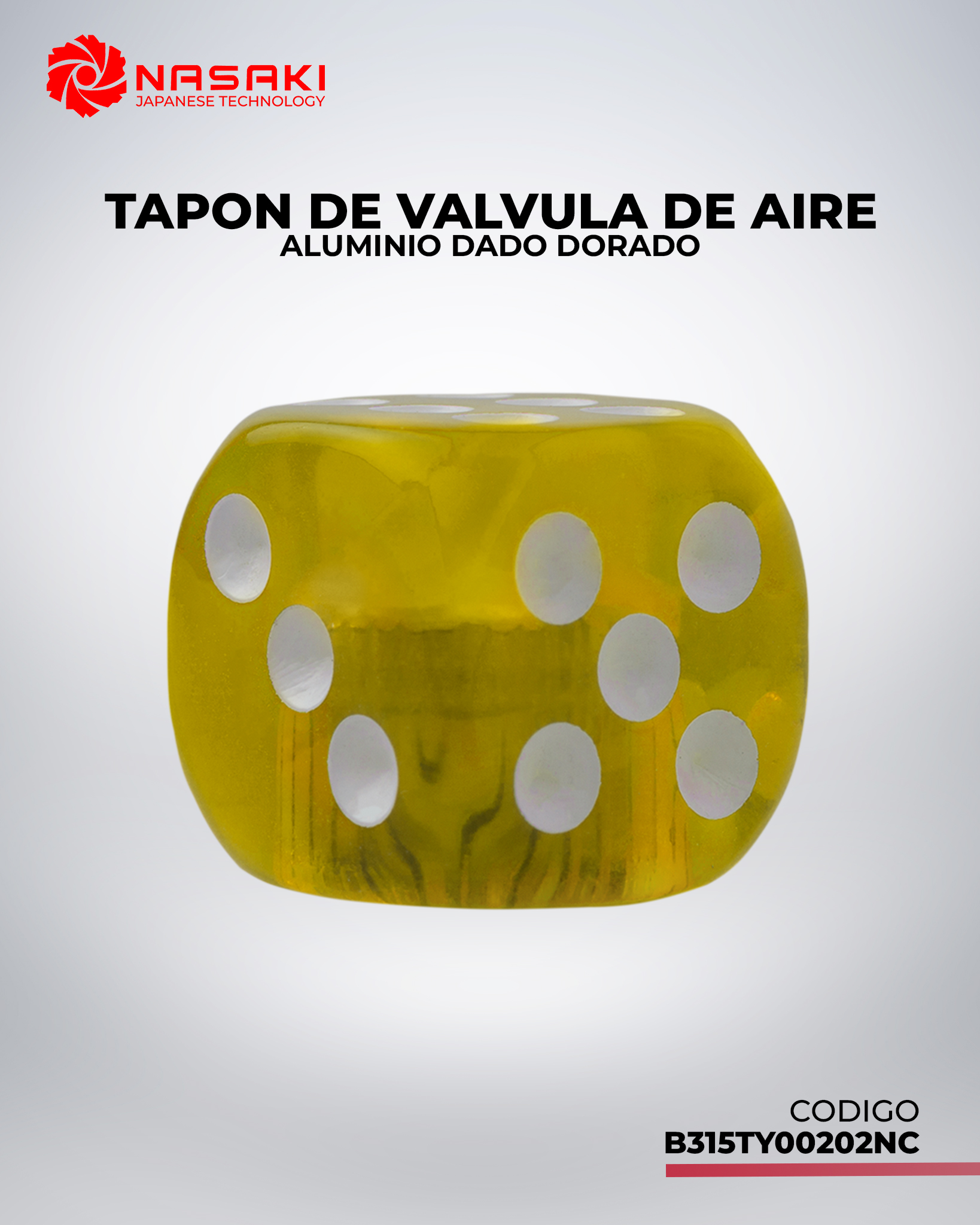 TAPON DE VALVULA DE AIRE ALUMINIO DADO DORADO