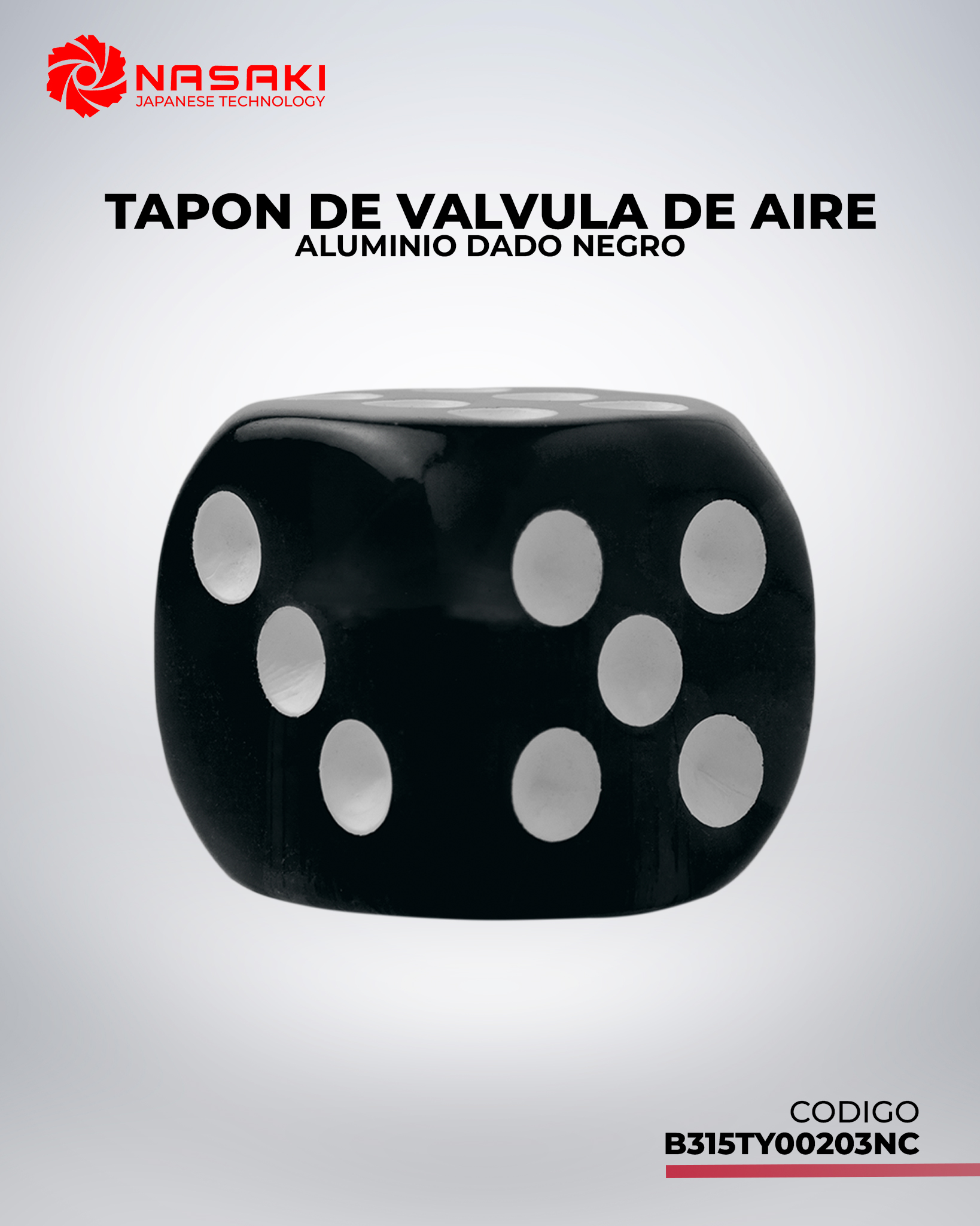TAPON DE VALVULA DE AIRE ALUMINIO DADO NEGRO (LLEGO MORADO)