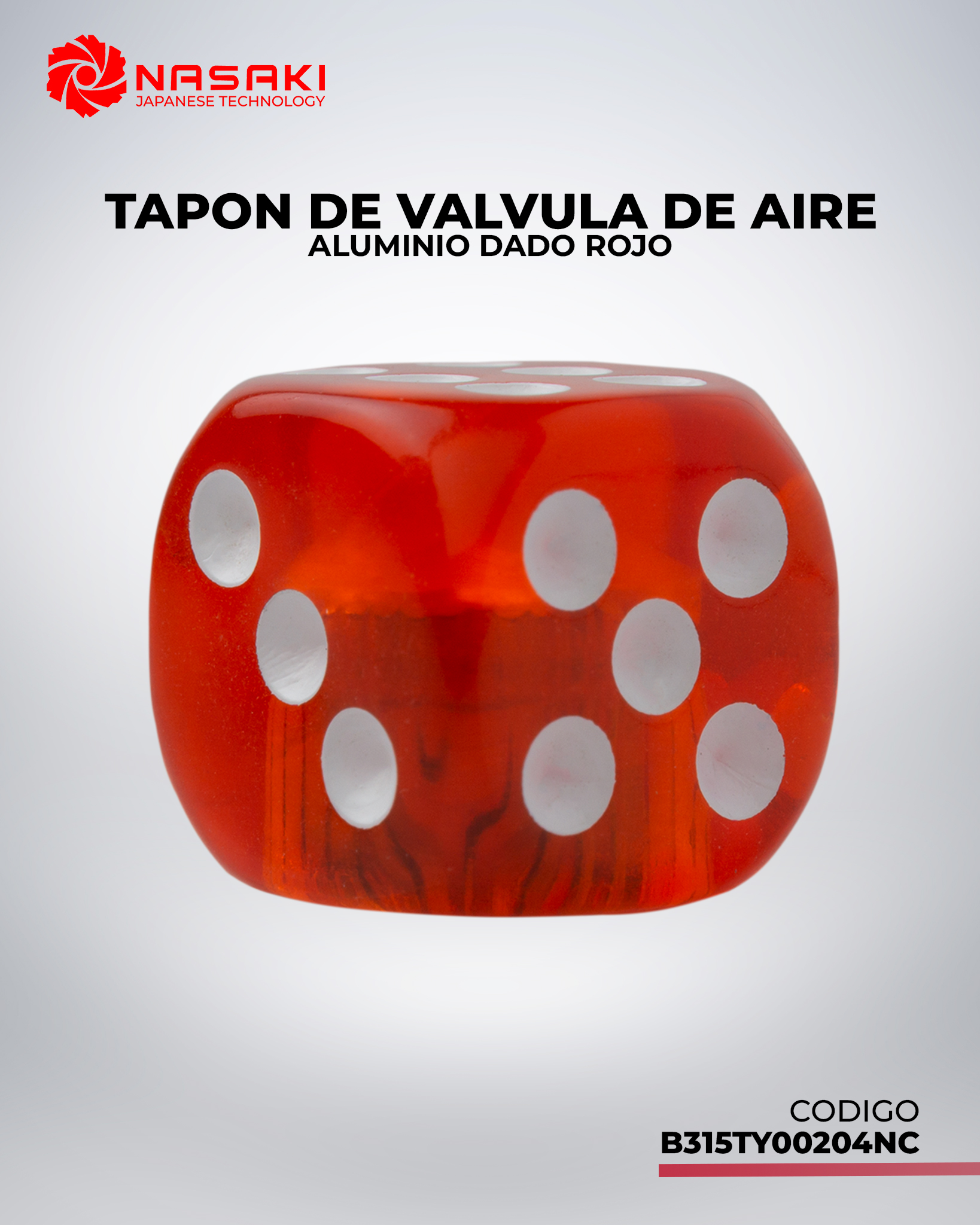 TAPON DE VALVULA DE AIRE ALUMINIO DADO ROJO