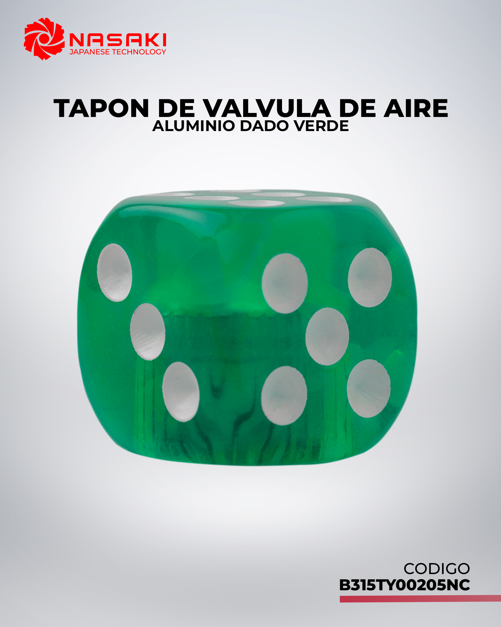 TAPON DE VALVULA DE AIRE ALUMINIO DADO VERDE