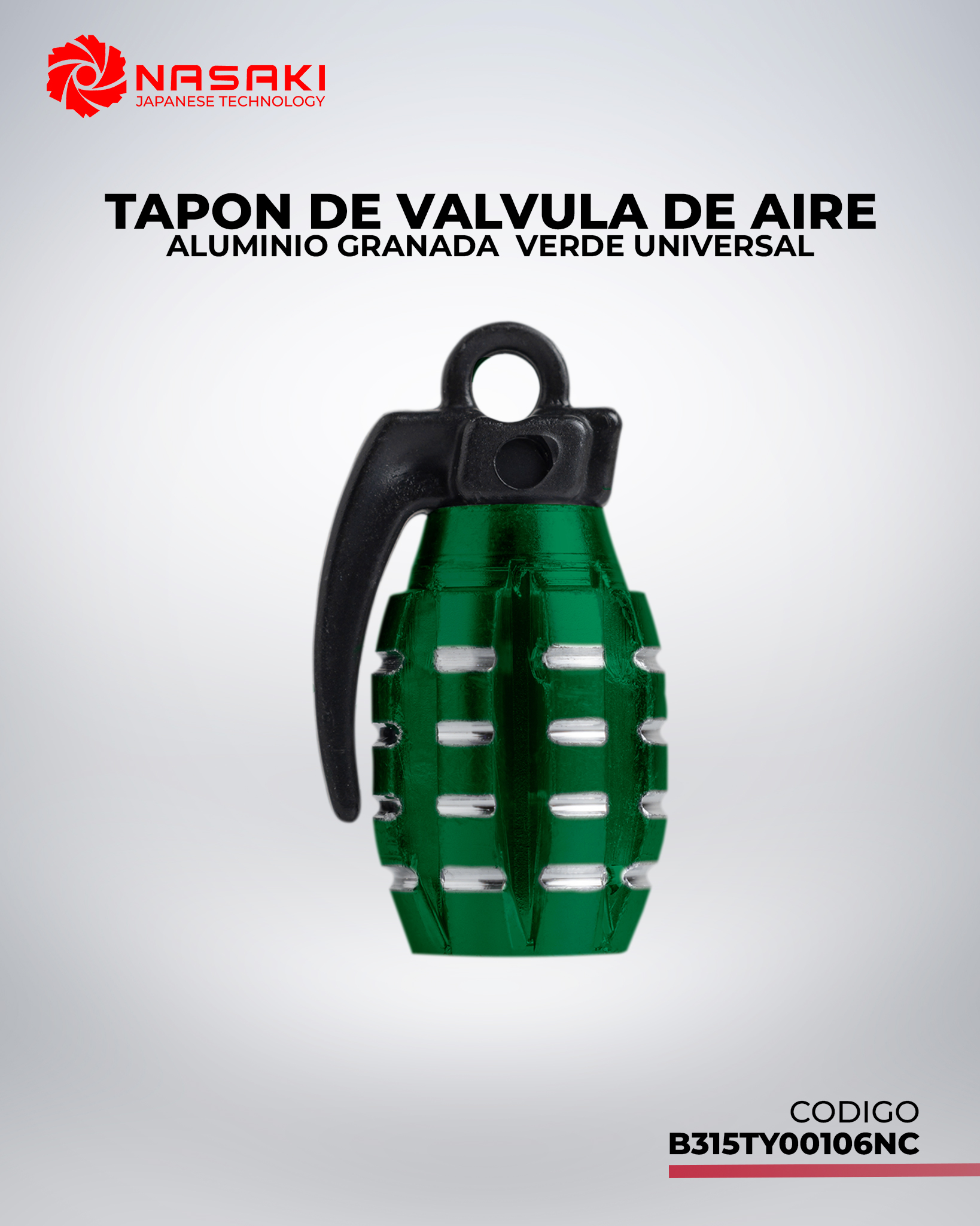 TAPON DE VALVULA DE AIRE ALUMINIO GRANADA  VERDE UNIVERSAL