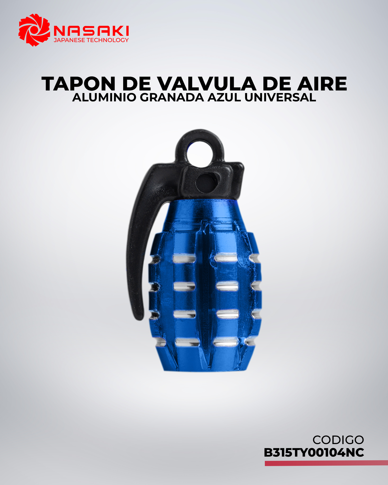 TAPON DE VALVULA DE AIRE ALUMINIO GRANADA AZUL UNIVERSAL