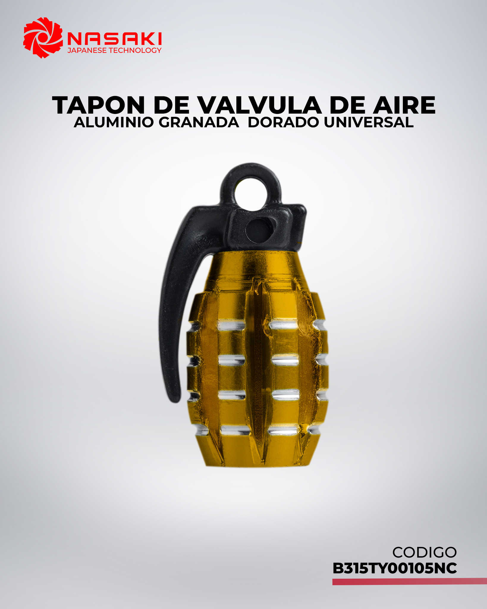 TAPON DE VALVULA DE AIRE ALUMINIO GRANADA DORADO UNIVERSAL