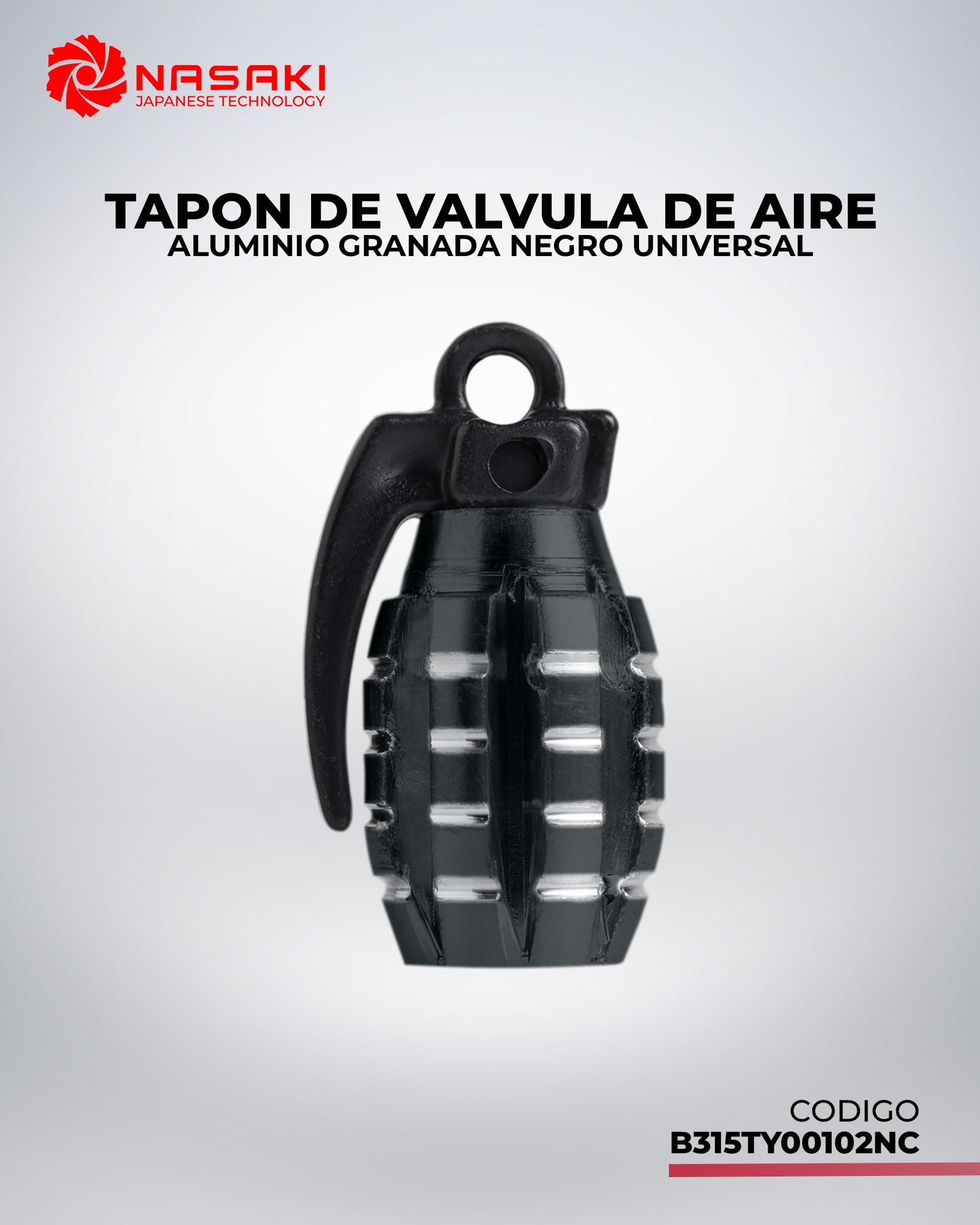 TAPON DE VALVULA DE AIRE ALUMINIO GRANADA NEGRO UNIVERSAL