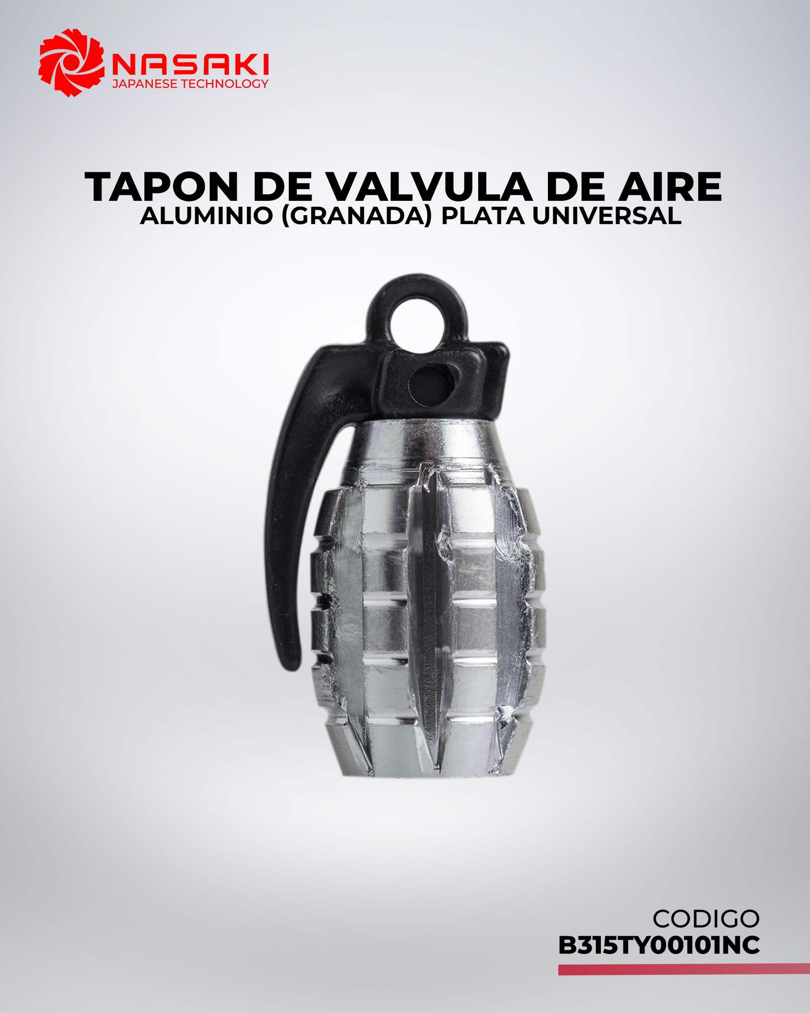 TAPON DE VALVULA DE AIRE ALUMINIO GRANADA PLATA UNIVERSAL